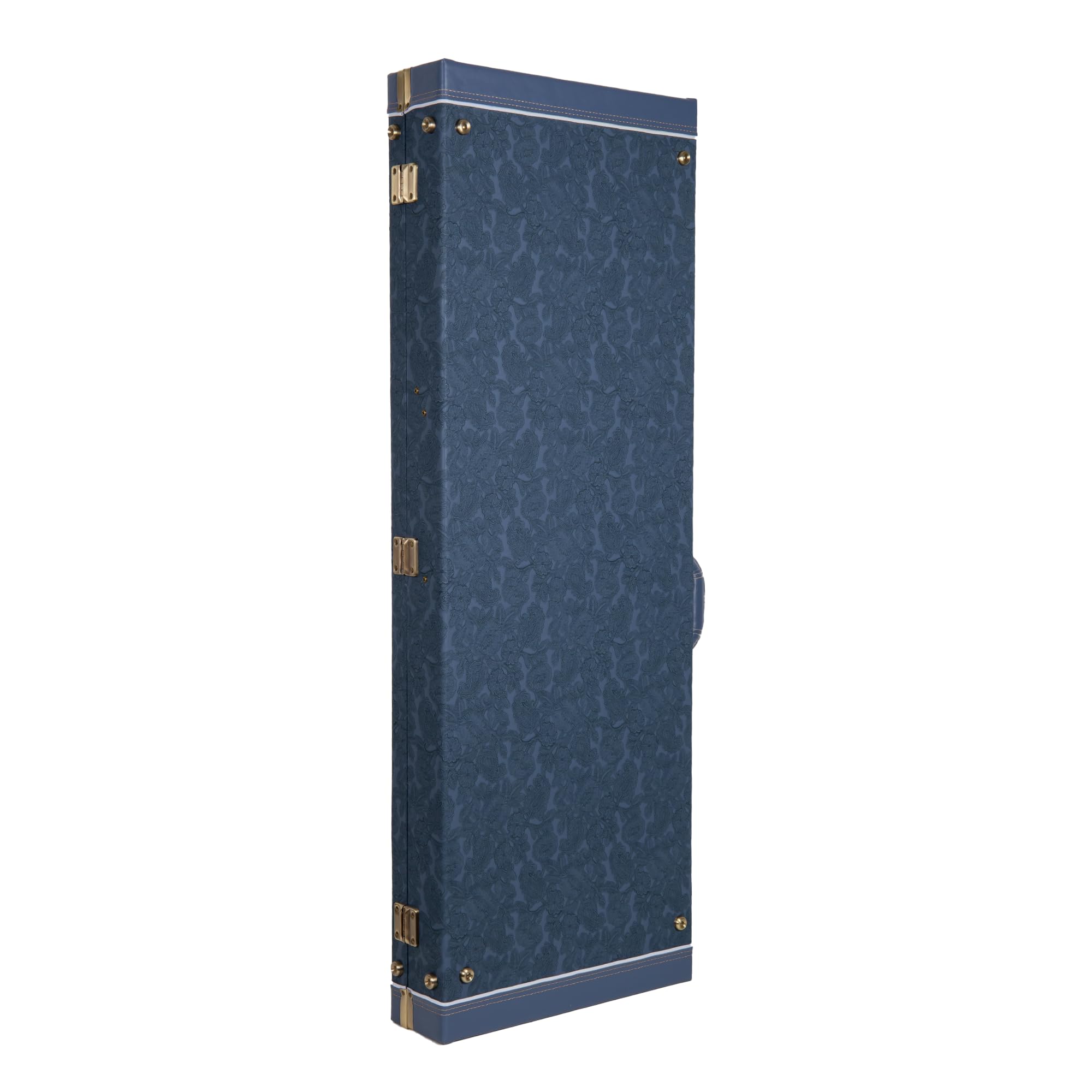 Crossrock Relief Series Jazzmaster/Jaguar Guitar Case for Offset Electric Guitars | Carved Smoke Blue Finish, Monochrome Blue Ve