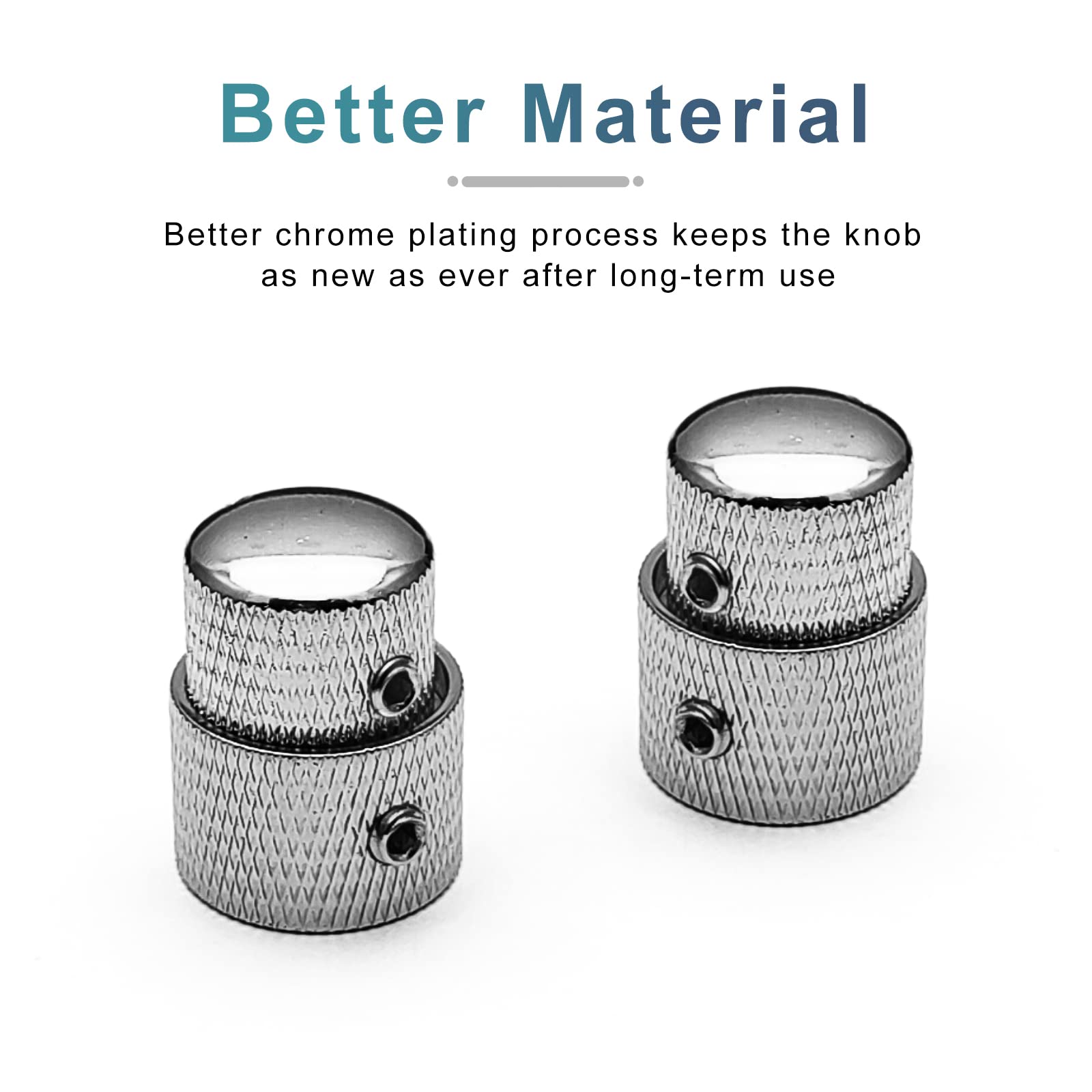 SAPHUE Guitar Dual Concentric Stacked Control Knobs Sets Metal with Wrench Replacement for Electric Guitar Bass Chrome 2 Sets