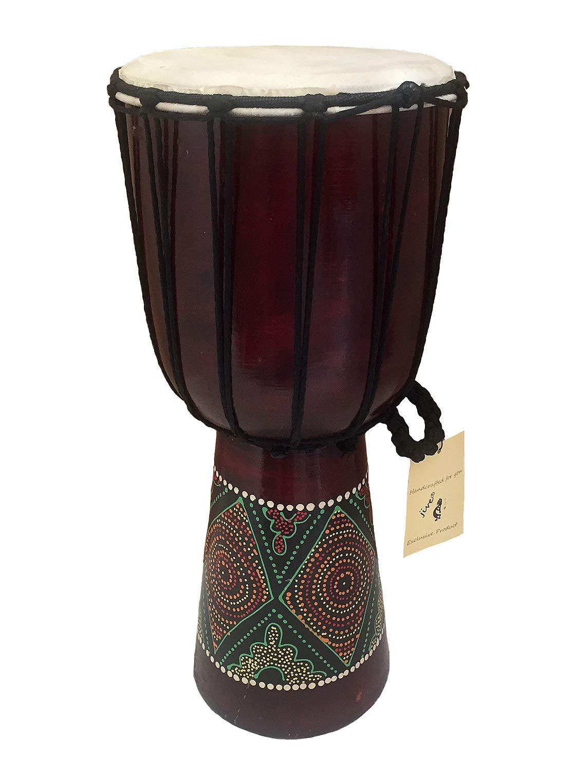 Djembe Drum African Bongo Drum Solid Wood & Hand Painted LARGE SIZE 16 - Jive Brand Professional Sound