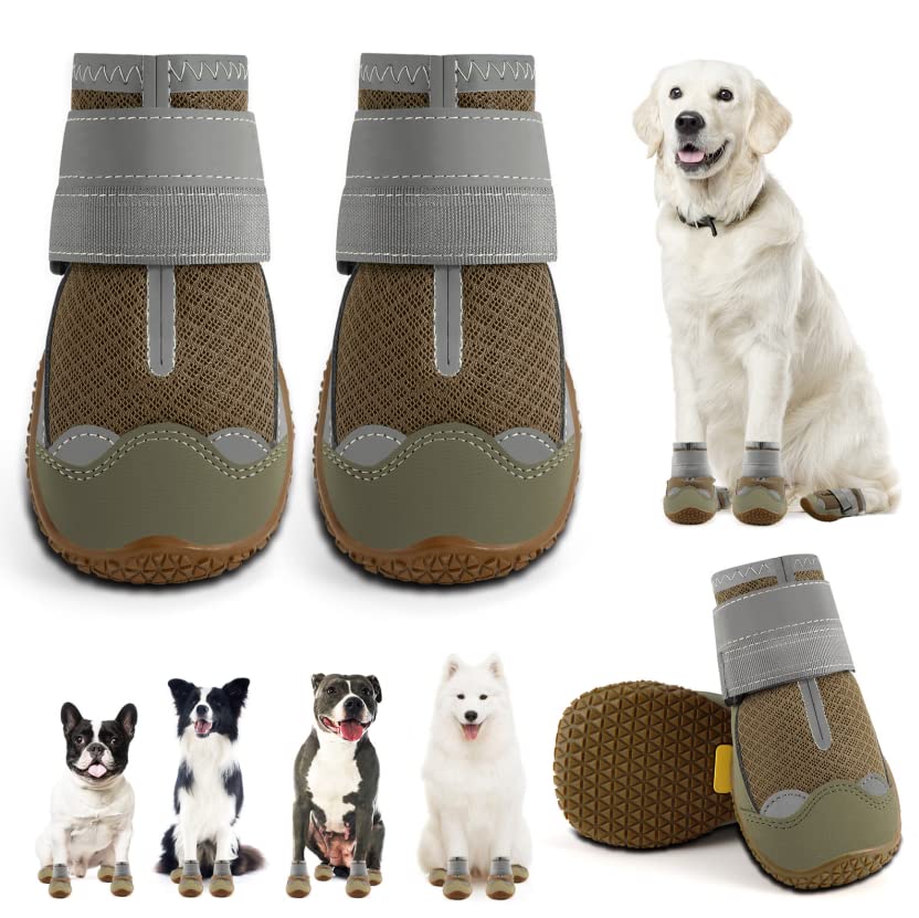 Jzxoiva Dog Shoes For Small Dogs Boots, Breathable Dog Booties For Hardwood Floors, Outdoor Paw Protector With Reflective Strips