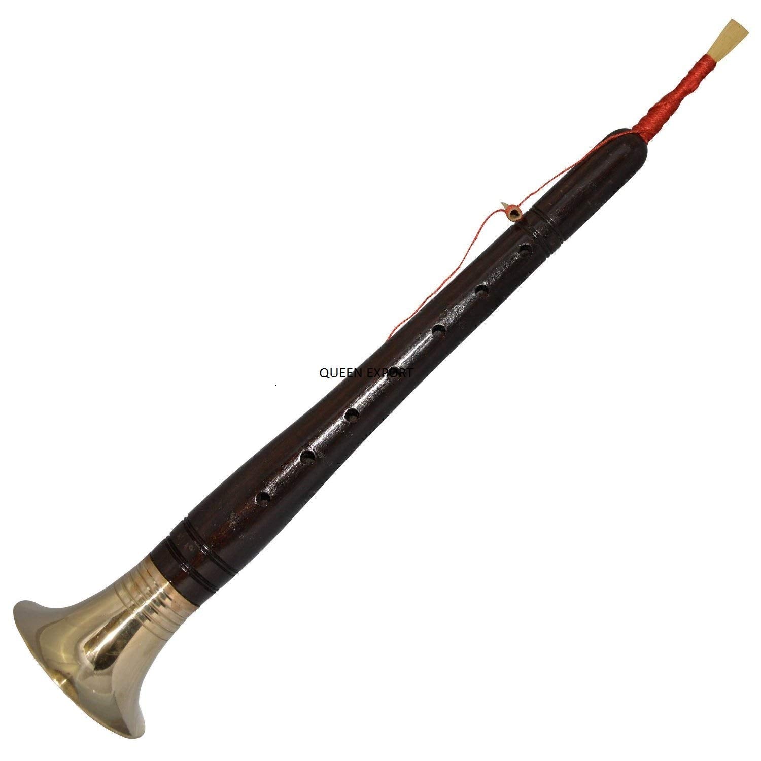 Sai Musical Indian Shehnai Wind Instrument, Black Lacquer, Brass, C Major
