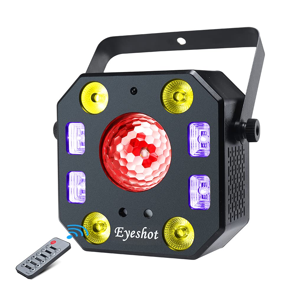 Disco Light Dj Lights, Eyeshot 5 In 1 Stage Light With Magic Ball, Led Par Light Pattern Strobe Light With Uv Effect, Remote And