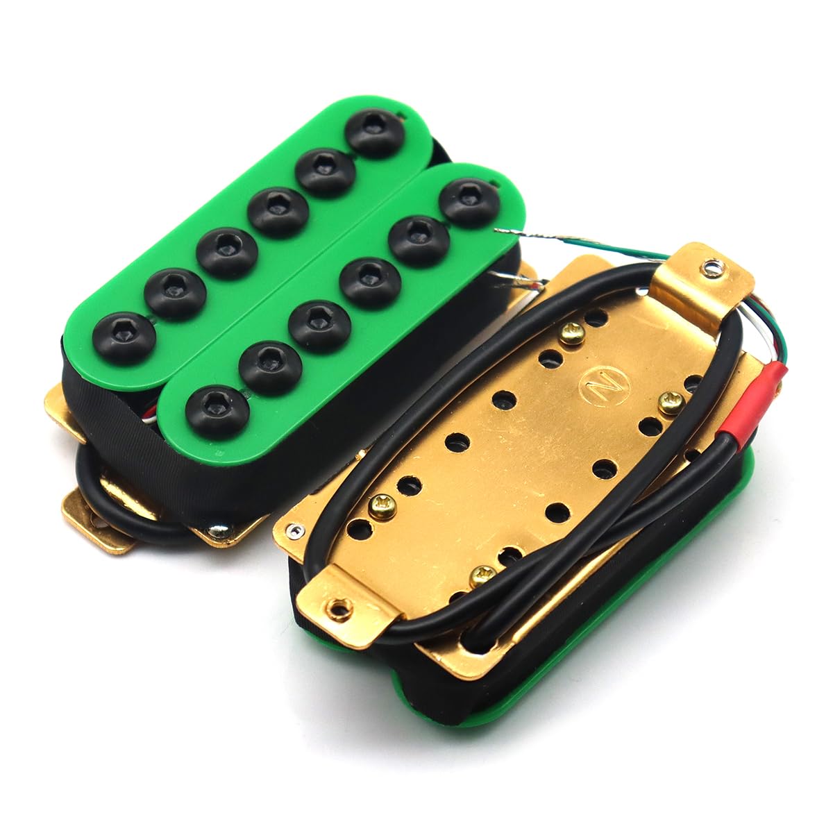 High Output Invader style Guitar Humbucker Pickups Ceramic Magnet Neck and Bridge Pickups For Electric Guitar Parts (Green)