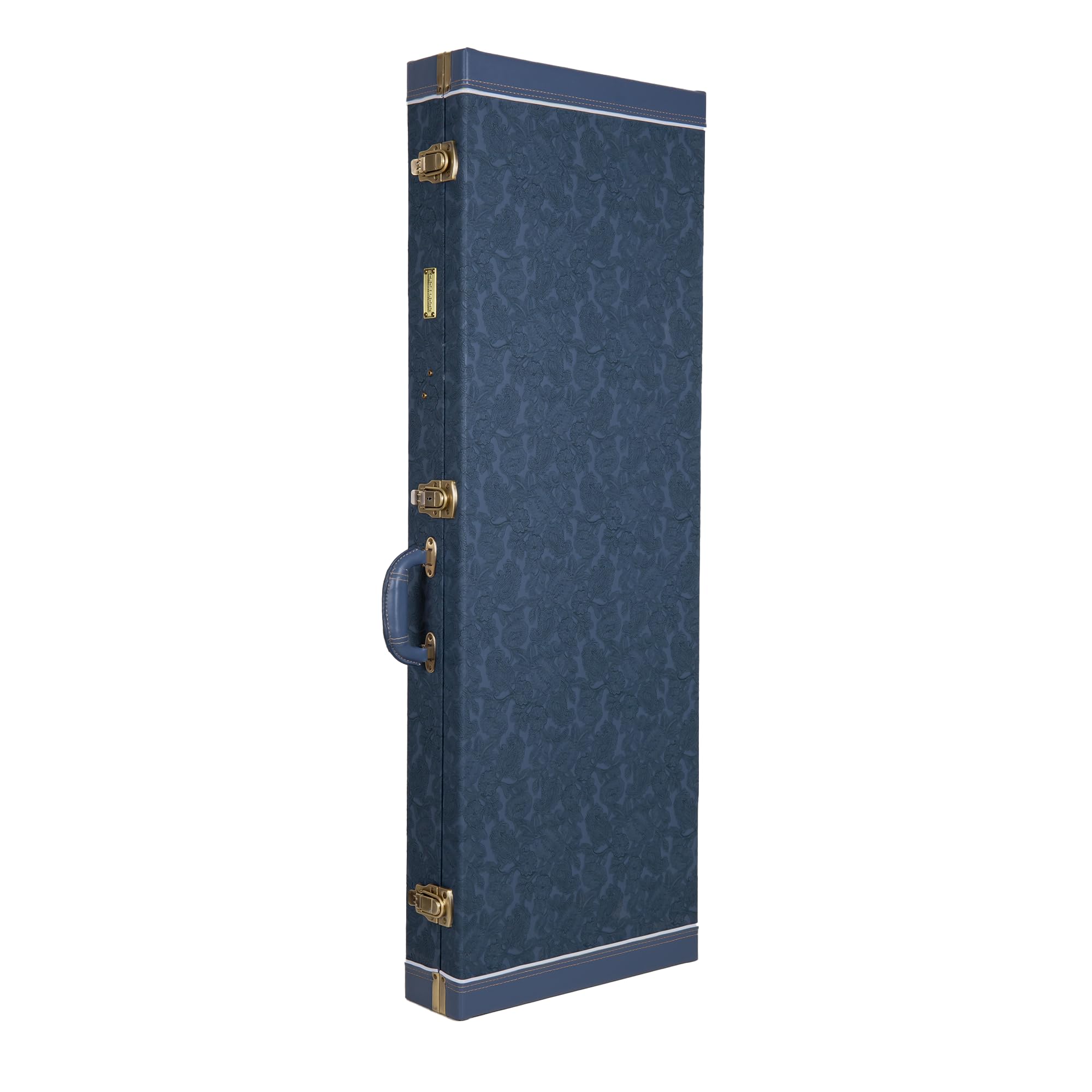 Crossrock Relief Series Jazzmaster/Jaguar Guitar Case for Offset Electric Guitars | Carved Smoke Blue Finish, Monochrome Blue Ve