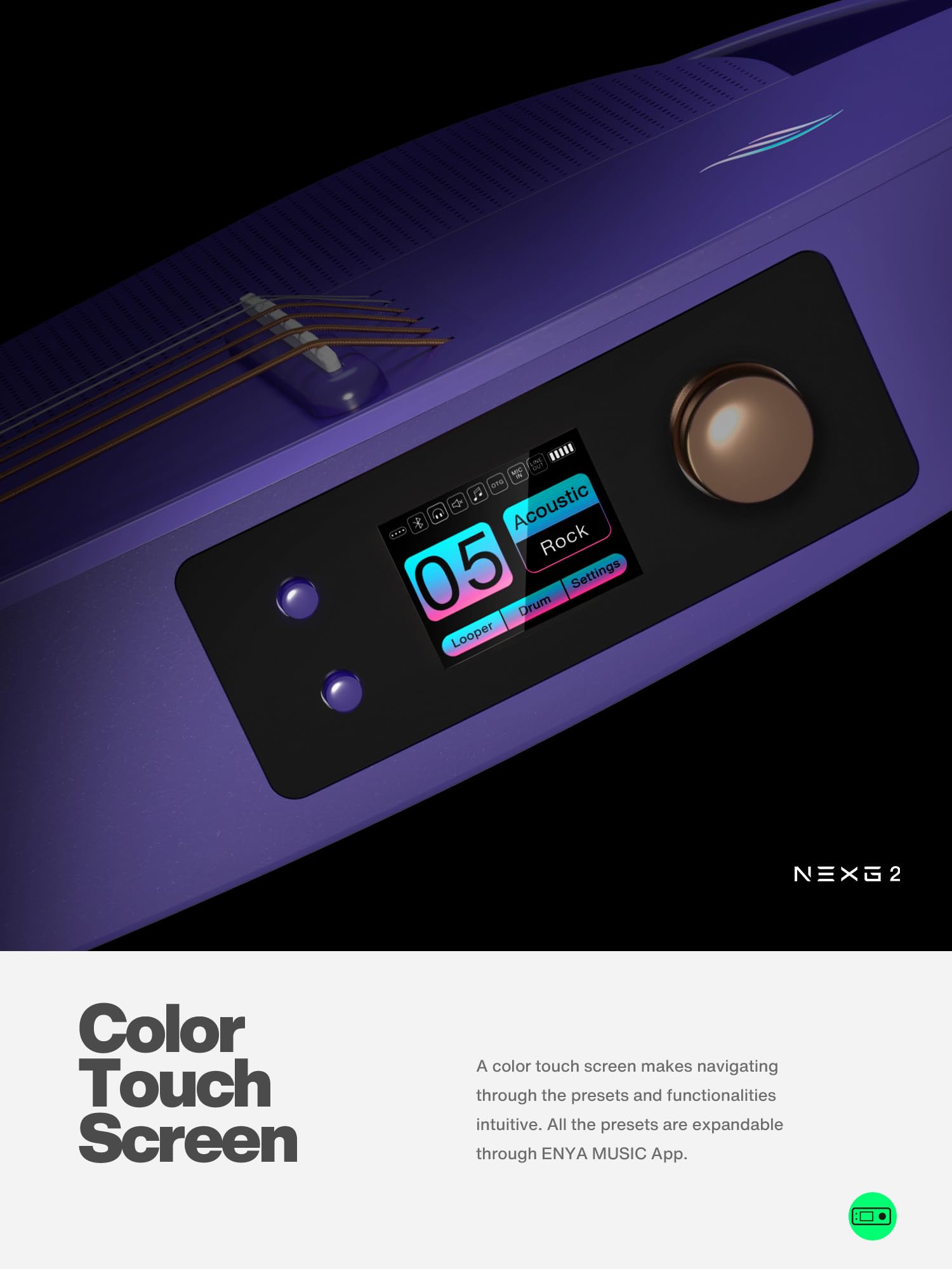 Enya NEXG 2 Acoustic-Electric Guitar Carbon Fiber Travel Smart Audio Guitar with 50W Wireless Speaker, Wireless Microphone, Hi-F