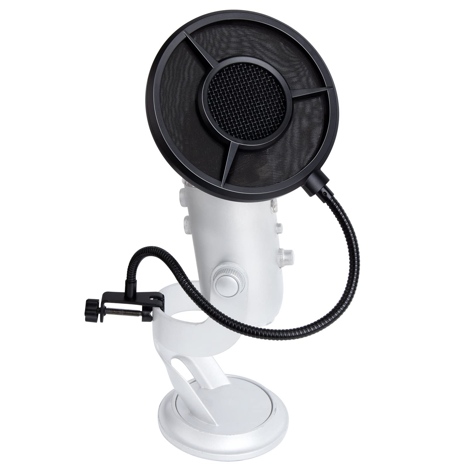 SUNMON Mic Pop Filter for HyperX QuadCast?Blue Yeti and Other Gaming Microphone, Dual Layered Wind Pop Screen with Flexible 360 