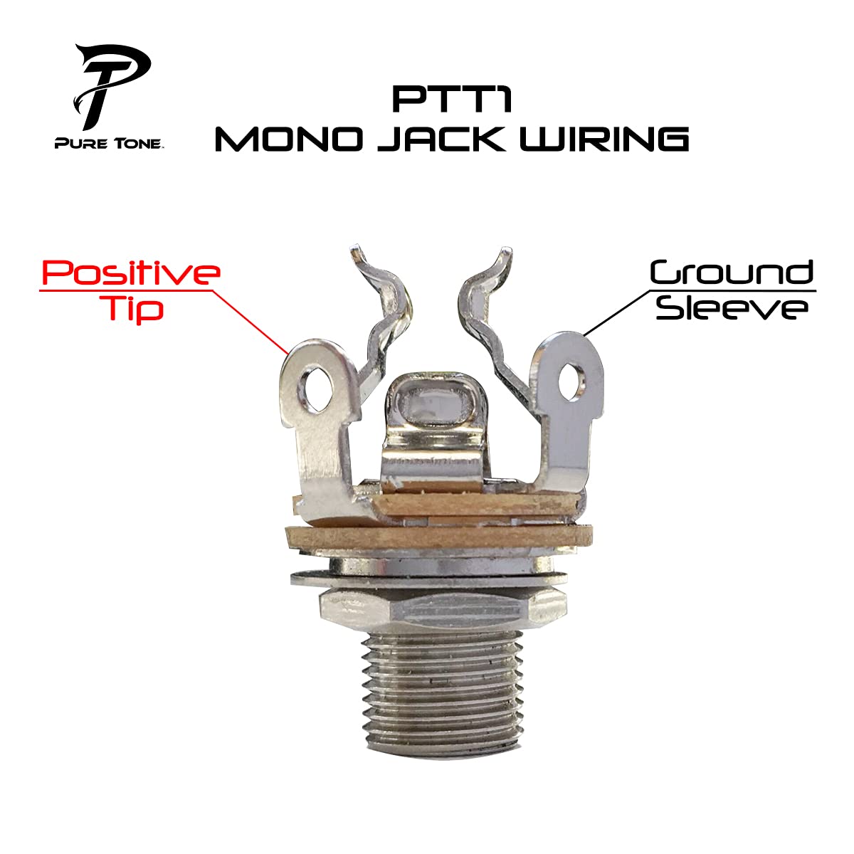 Pure Tone Multi-Contact 1/4 inch Mono Output Jack | Black Nickel | Dual Tension Grounds & Dual Positive Tips for Optimal Signal,