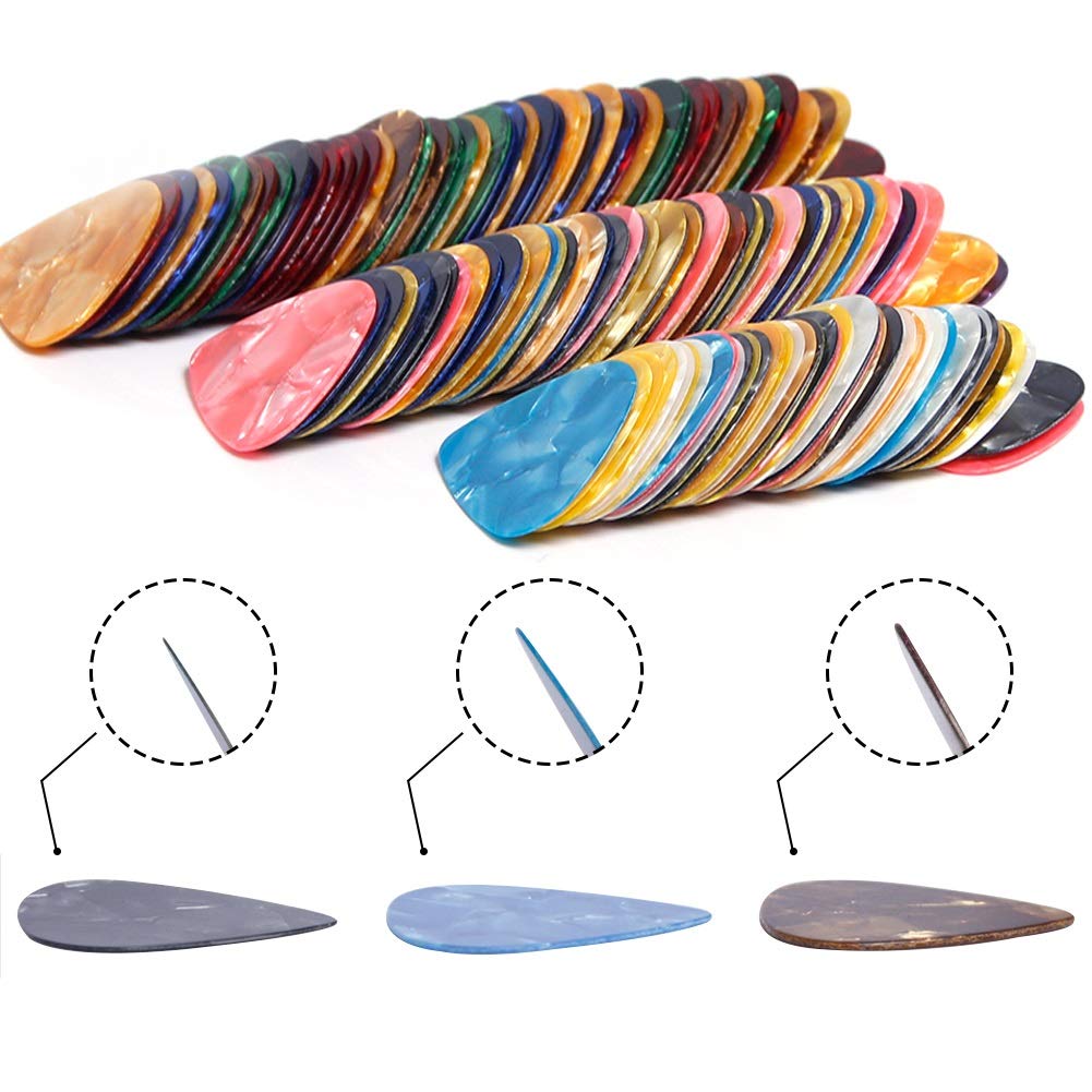 Guitar Picks,150 Pcs Guitar Picks Sampler Value Pack, Includes Thin, Medium & Heavy Gauges 3 Sizes For Acoustic Guitar
