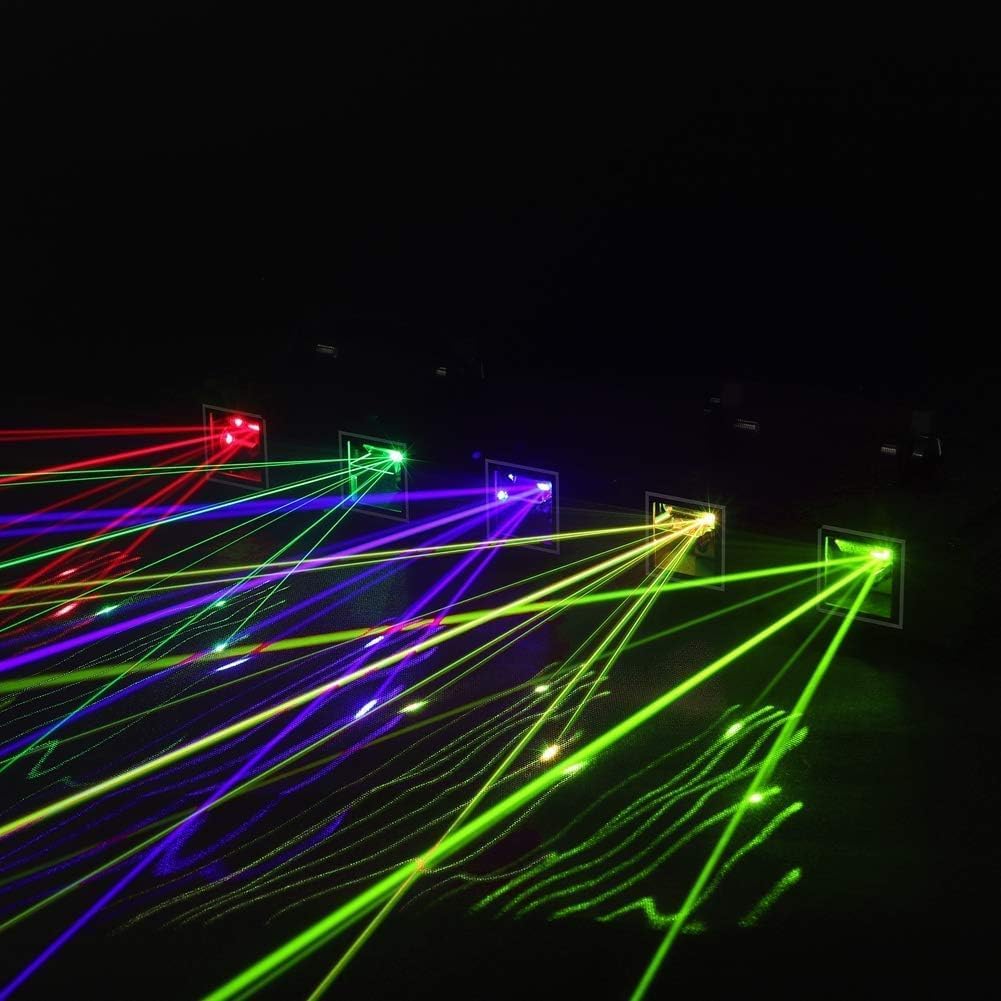 DJ Laser Lights, UKing 5 Beam Effect Sound Activated DJ Party Lights RGBYC LED Music Light by DMX Control for Disco Dancing Bir