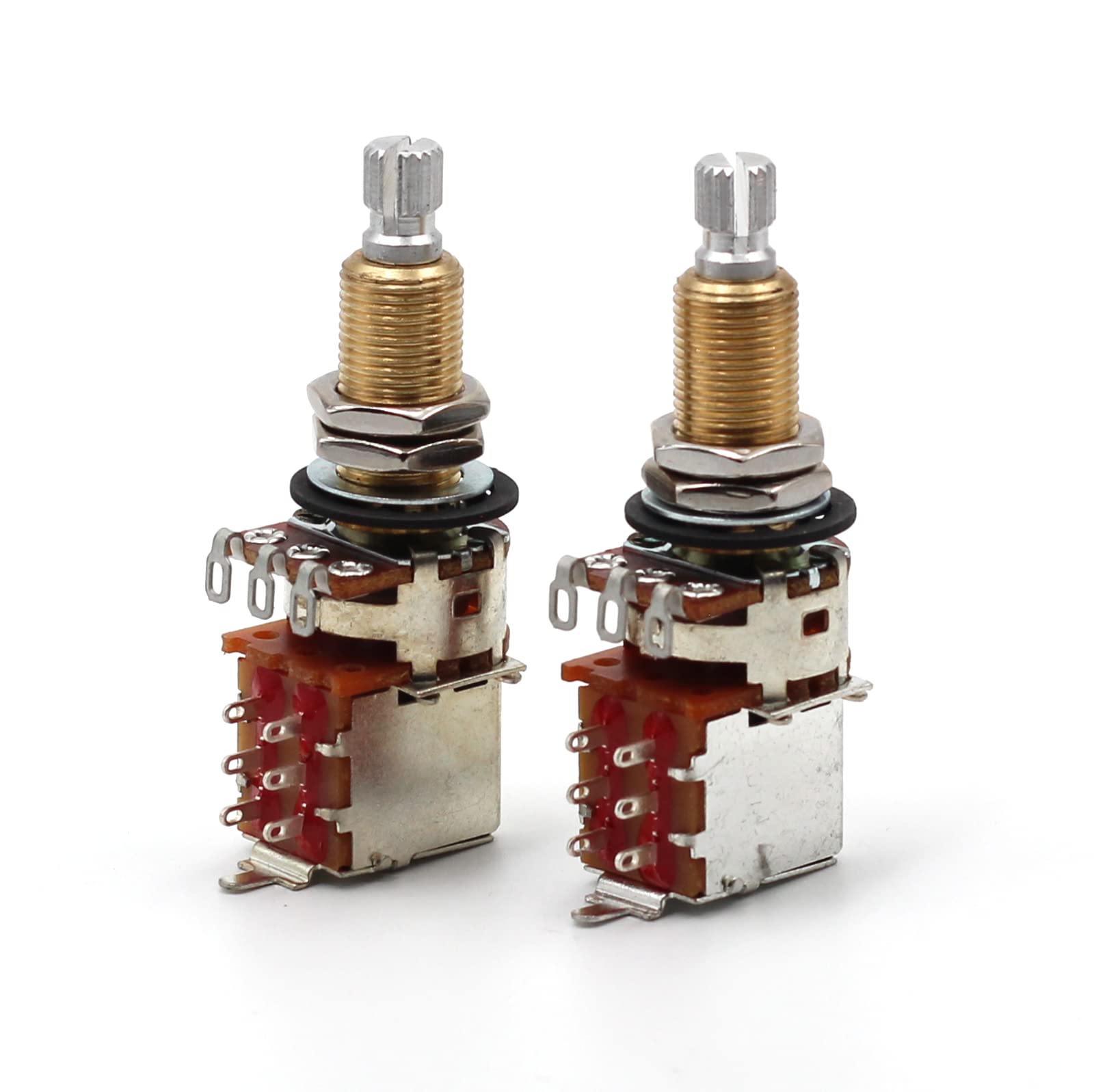 Pair (2X) Bourns 500K Push/Pull Audio Taper Long (3/4'' Bushing) Split Shaft Potentiometer