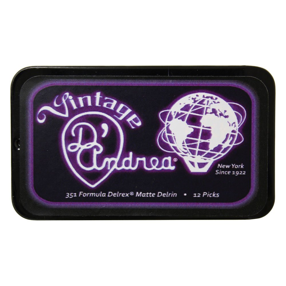 D'Andrea TNDX88 Delrex Guitar Picks, 12-Piece, Collectible Tin, Green, 0.88mm, Medium Heavy