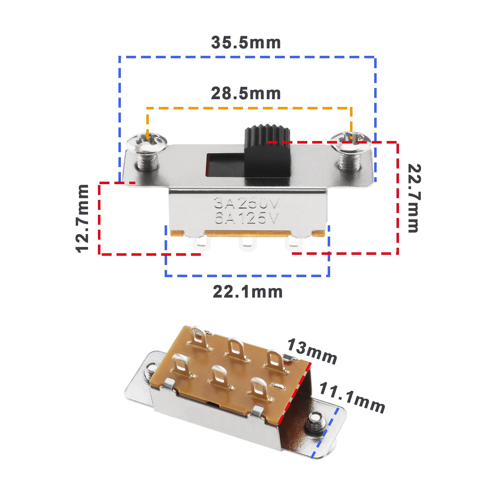 eMagTech 2Pcs Slide Selector Switch with 4x Screws Compatible with Fender Jaguar/Jazzmaster Toggle Switch Guitar Accessories Met