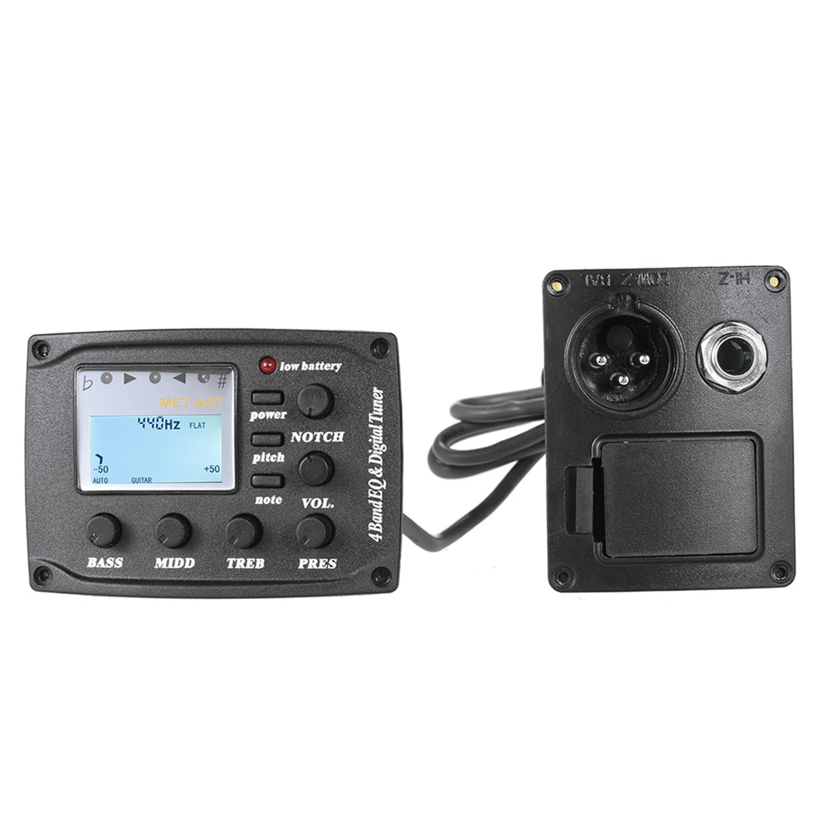 Btuty Acoustic Guitar Pickups 4-Band Eq Equalizer Tone And Volume Amplifier Preamp Piezo Pickup 6.35Mm Xlr With Pitch Note Notch