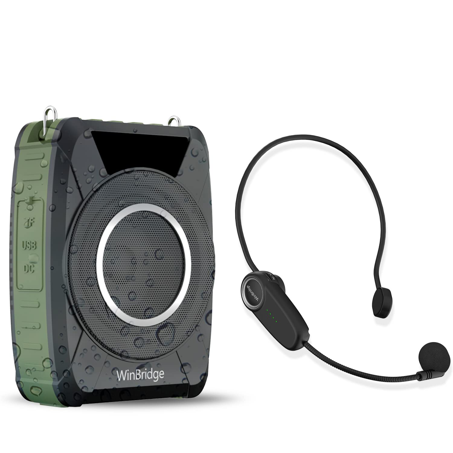 Bluetooth 5.0 Voice Amplifier with Wireless Mic Headset, Waterproof Personal Microphone Wireless Voice Amplifier, 20W Loudly Por