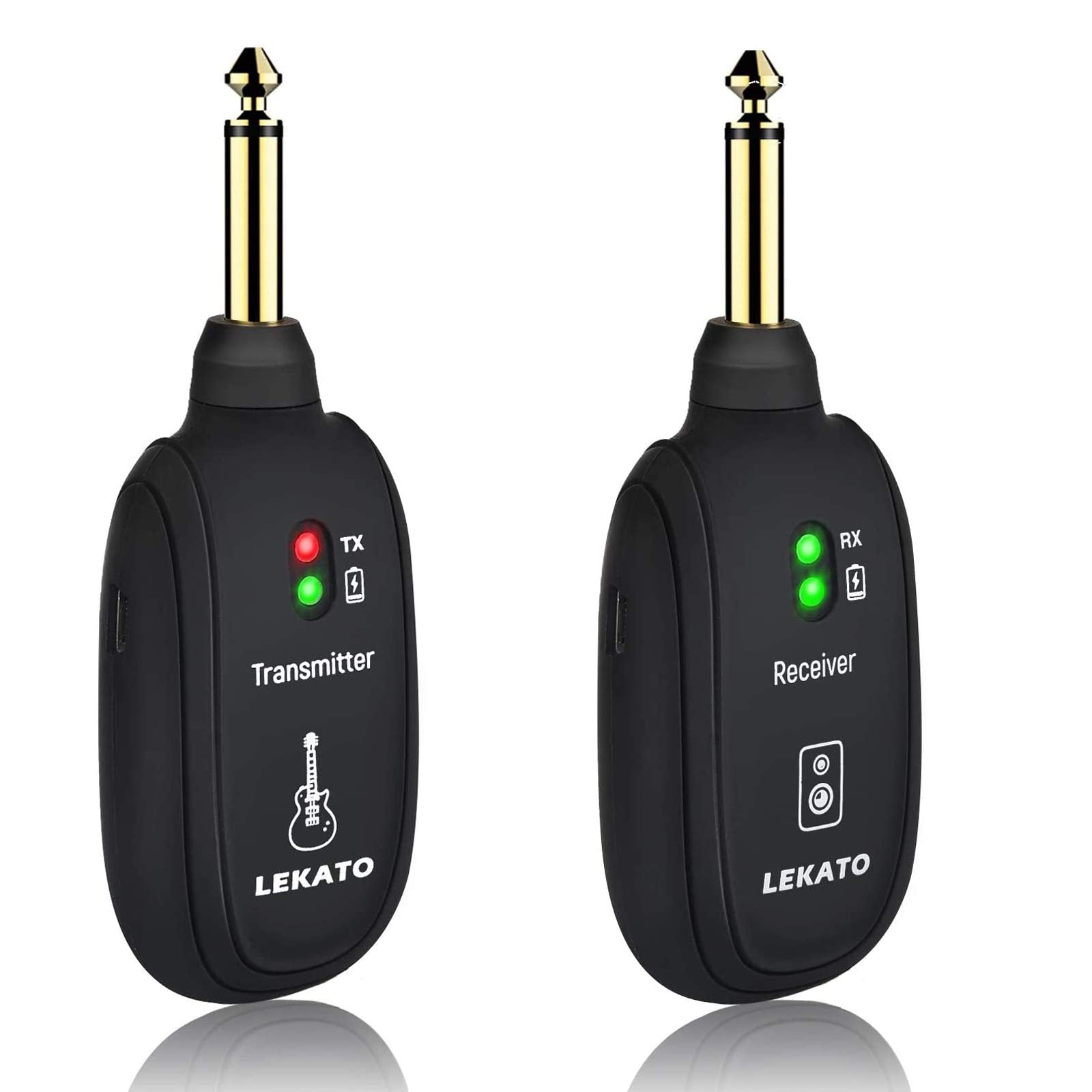 Lekato Wireless Guitar System Built-In Rechargeable 4 Channels Wireless Guitar Transmitter Receiver For Electric Guitar Bass Vio