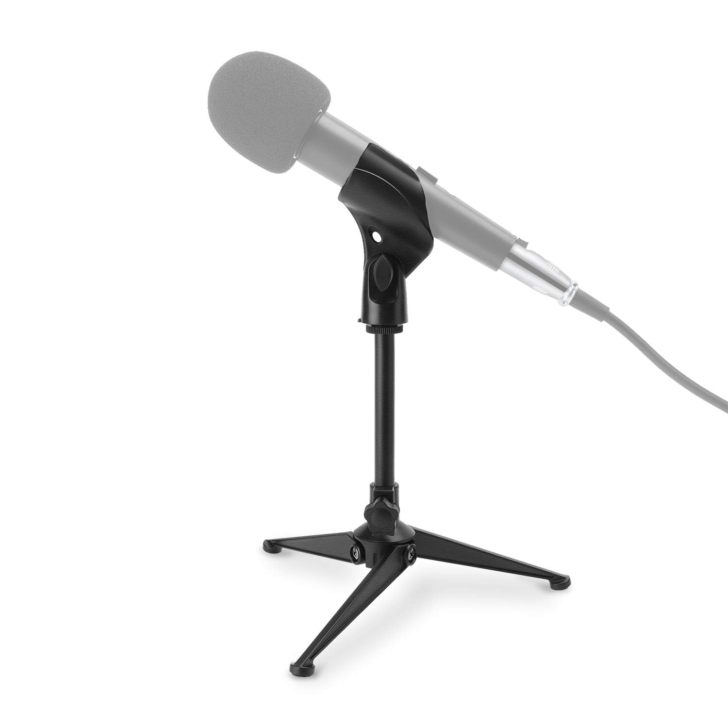 Desktop Tripod Microphone Stand, Moukey Desk Mic Stand Tripod Portable with Mic Clip Holder Adjustable Table Microphone Stand fo