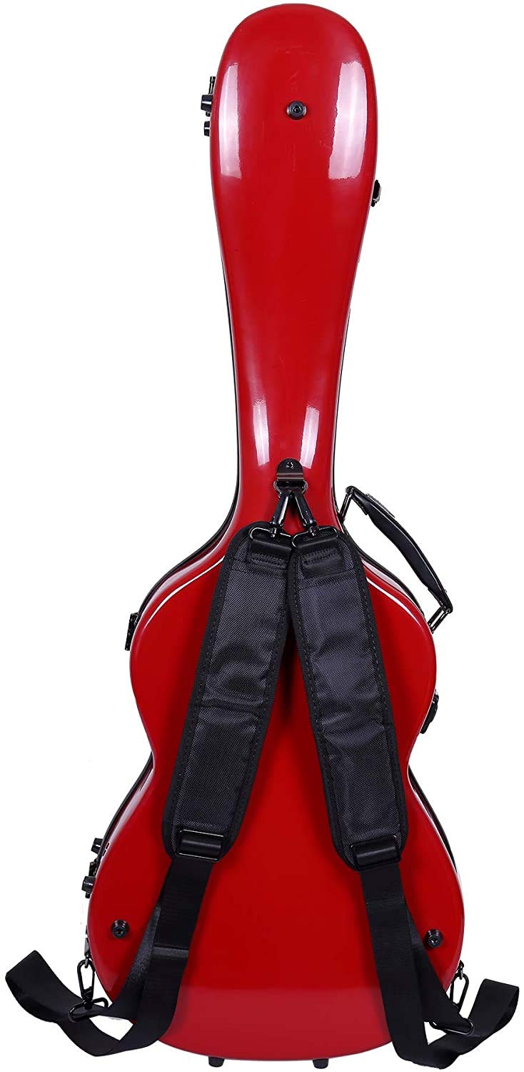 Crossrock Fiberglass Hardshell Backpack Style Red 3/4 Classical Guitar Case