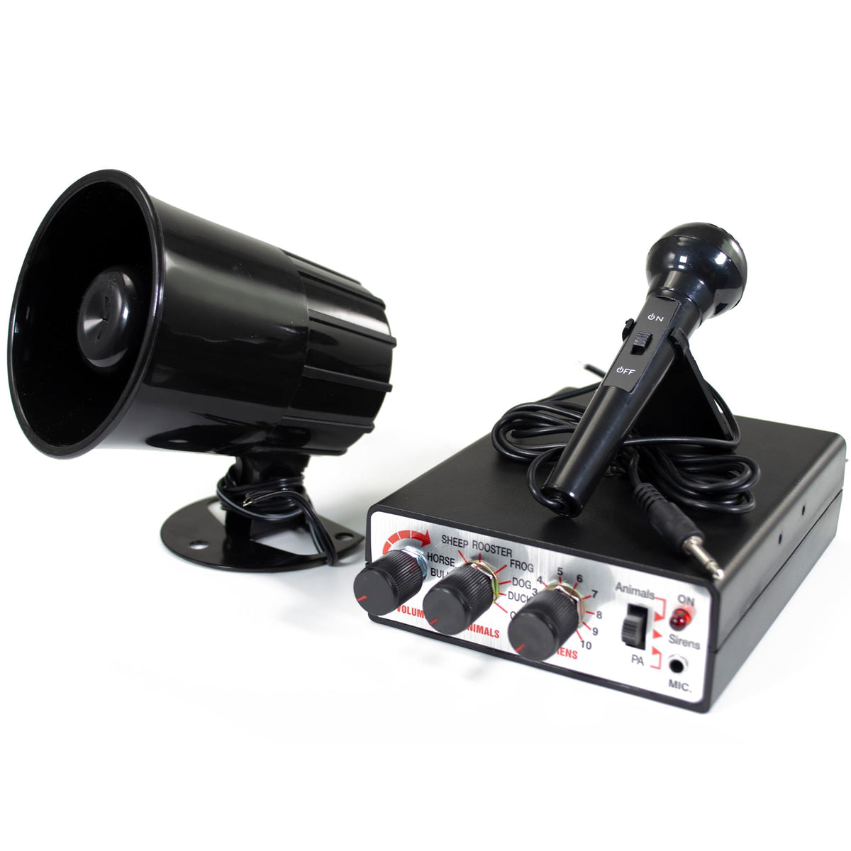 Animal Noise & Police Siren Rainbow Horn 12V (Complete With Microphone)