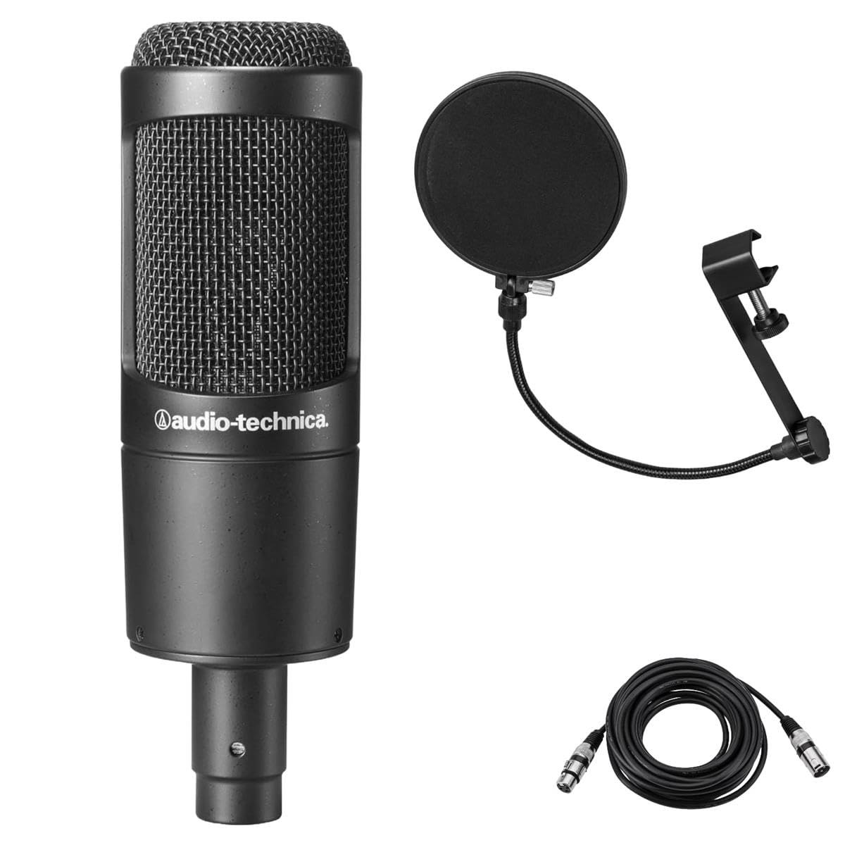 Audio-Technica AT2035 Cardioid Condenser Side-Address Microphone, 20Hz to 20kHz Frequency Response, 120 ohms Impedance - Bundle 