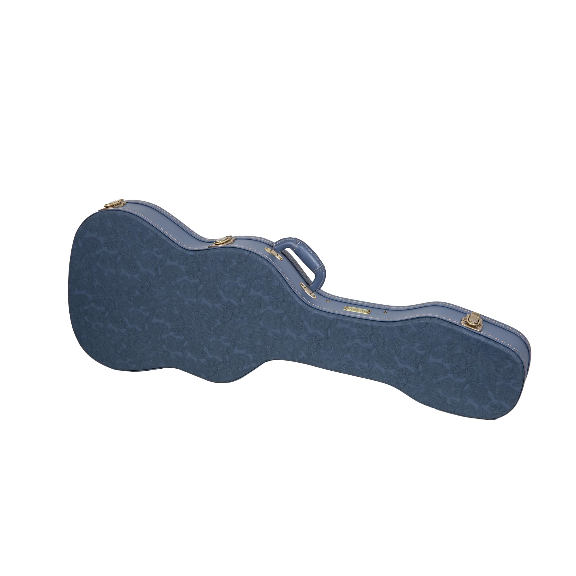 Crossrock Relief Series Electric Guitar Case for Telecaster & Stratocaster Style | Carved Smoke Blue Finish, Monochrome Blue Vel