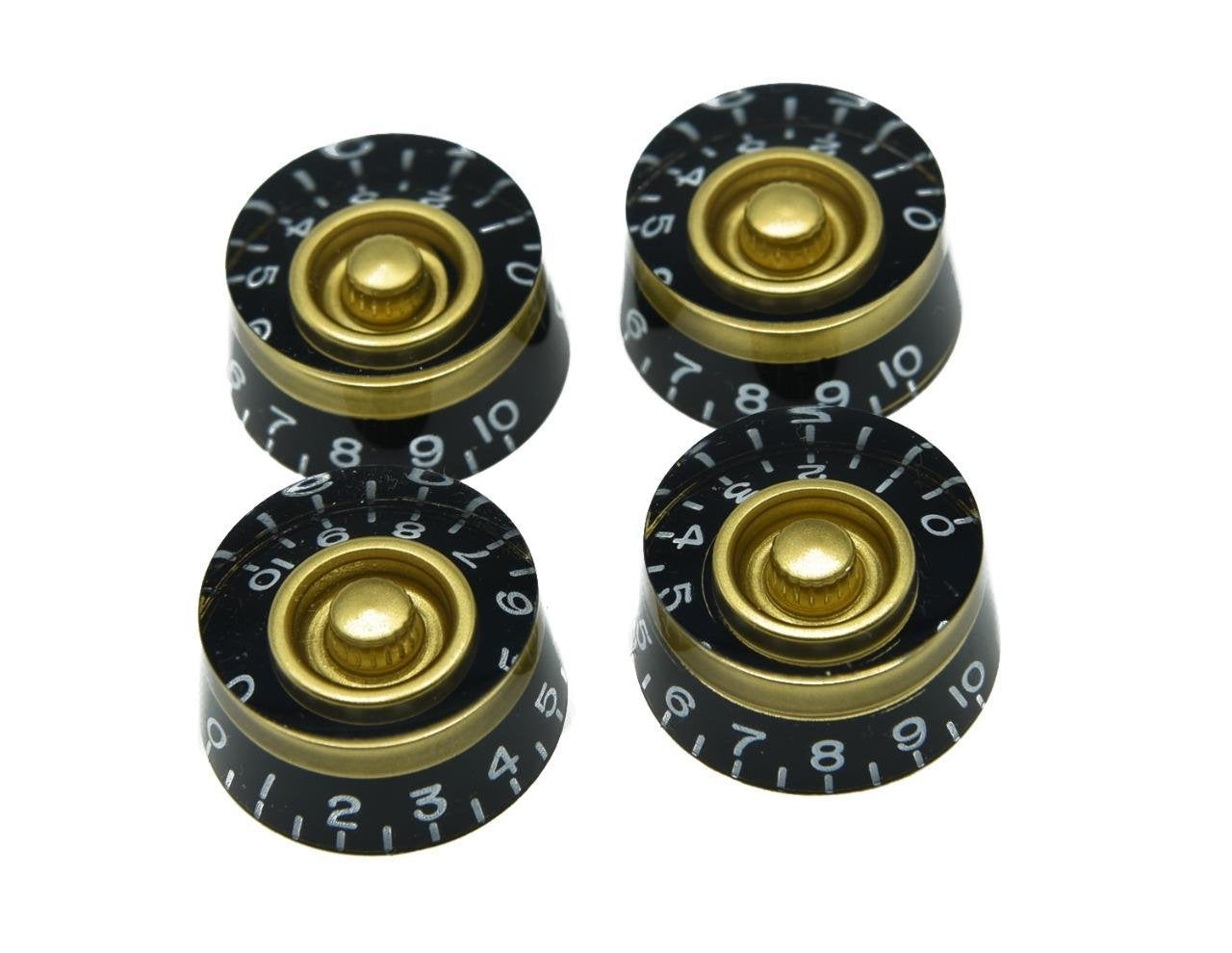 Kaish 4Pcs Black With Gold Custom Guitar Speed Dial Knobs Control Knob Fits Lp Guitar