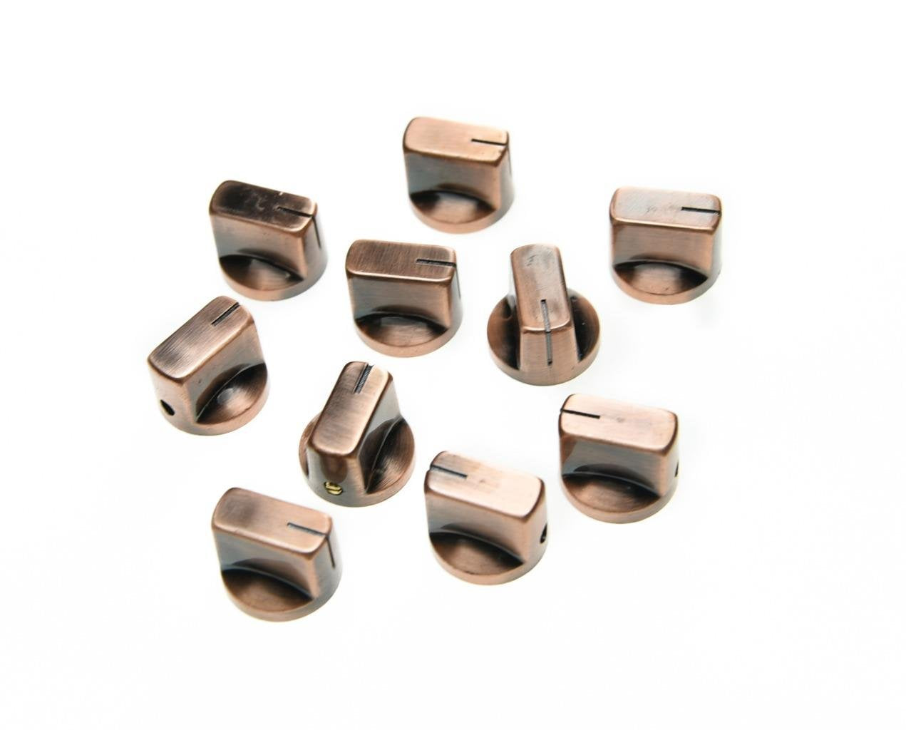 KAISH 10pcs Guitar AMP Effect Pedal Knobs Pointer Knob with Set Screw Bronze