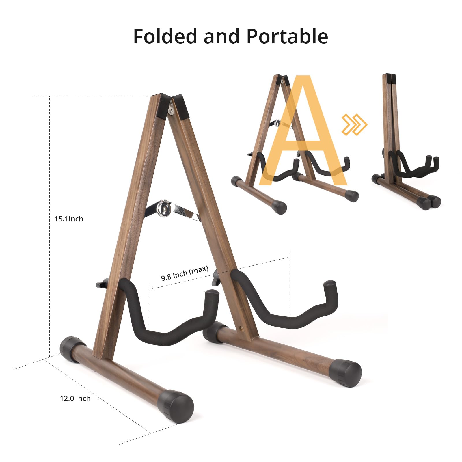 MUSO Nutral Wood Guitar Stand, A-Frame Folding, Easy Assembly and Portable, For Guitar,Bass,Ukulele,Banjo,Cello,Mandolin,Durable