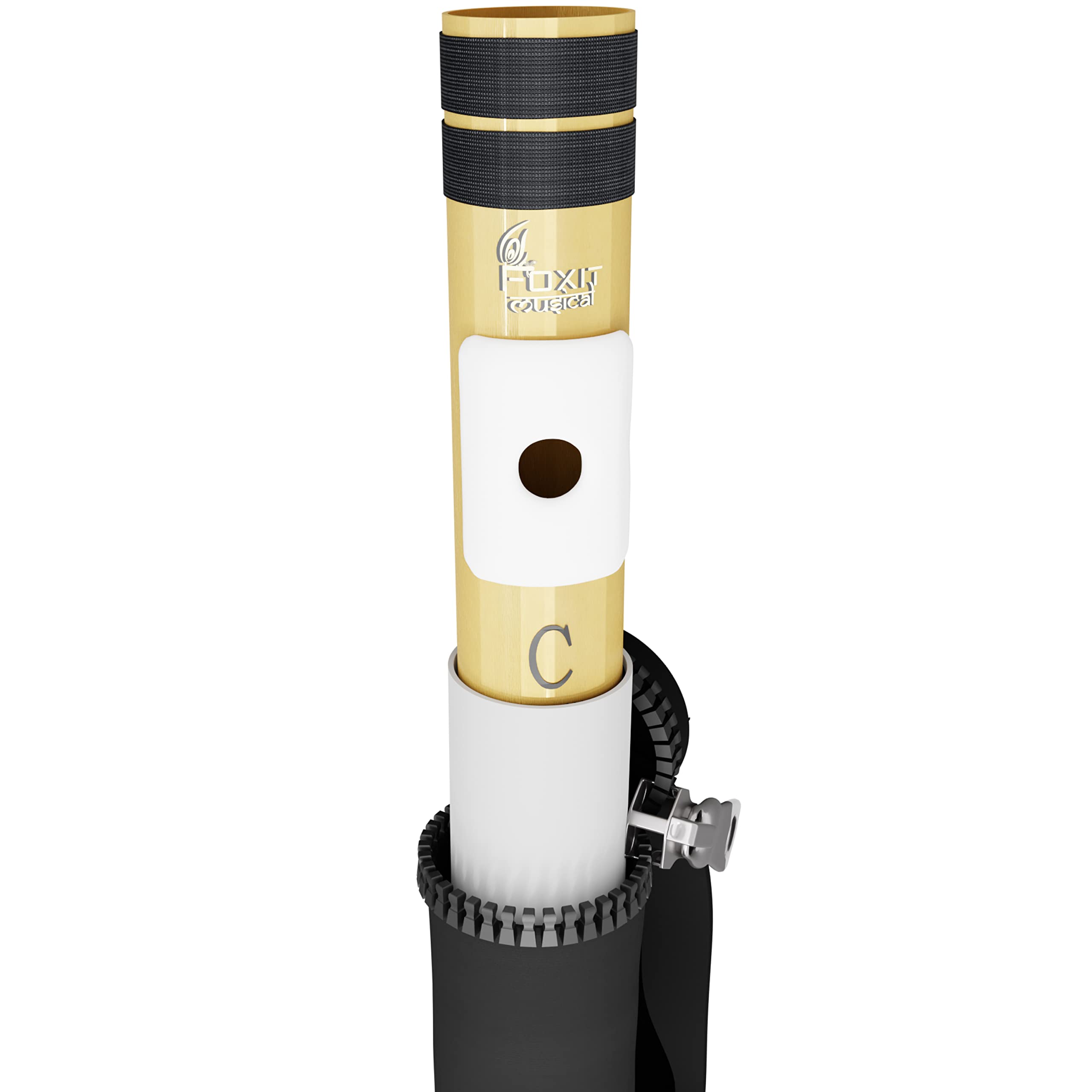 Foxit Musical Flutes Right Handed C Natural Tuned With Tanpura A=440Hz Pvc Fiber (Pvc C Natural Left) (With Carry Bag)