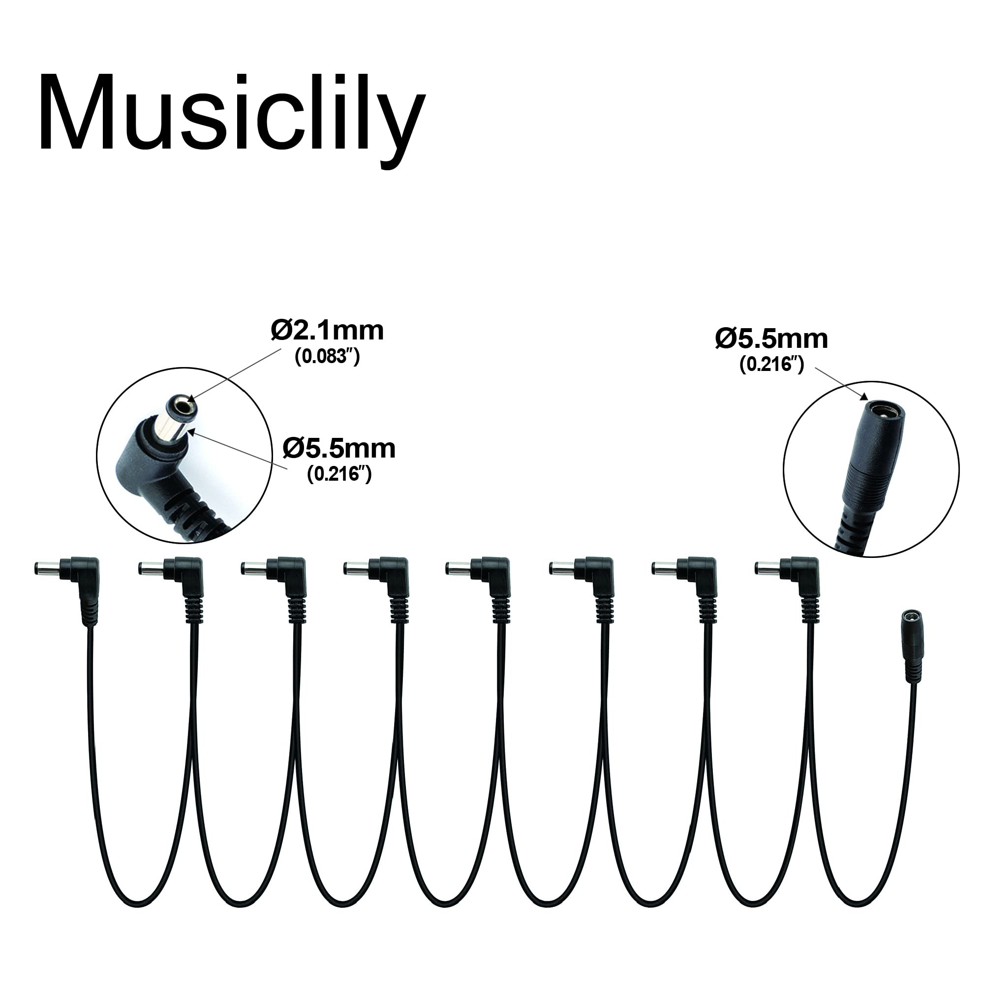 Musiclily Pro DC 9V Power Jack Splitter Adapter 1 for 8 Way Daisy Chain Power Cable for Guitar Effect Pedals