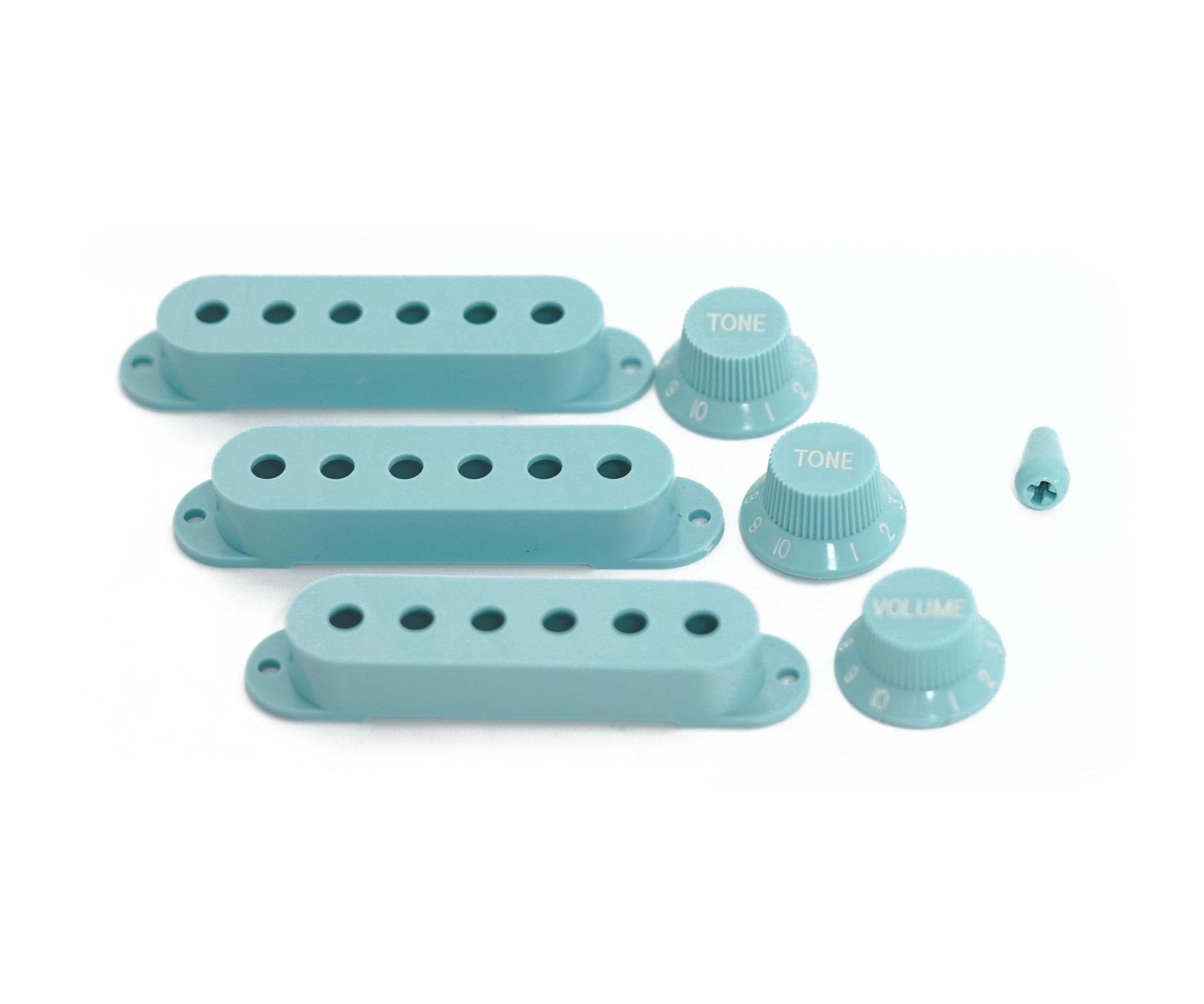 Guyker 3Pcs Plastic Guitars Single Coil Pickup Covers (52Mm Pole Spacing) & 1 Volume 2 Tone 1V2T Switch Knobs & Switch Tip Cap P