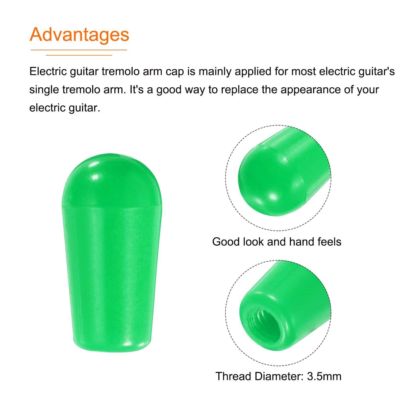 MECCANIXITY 2Pcs Guitar 3 Way Pickup Switch Tip M3.5 Plastic Toggle Switch Knobs for LP Electric Guitar, Green