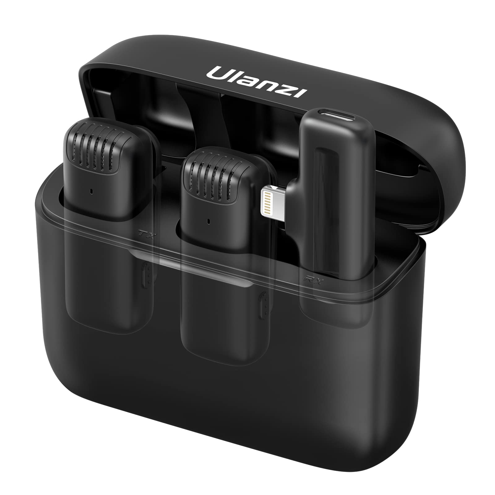Ulanzi J12 Wireless Lavalier Microphone For Iphone Ipad, 2-In-1 Plug-Play Mic With Charging Case For Phone Video Recording, 65Ft