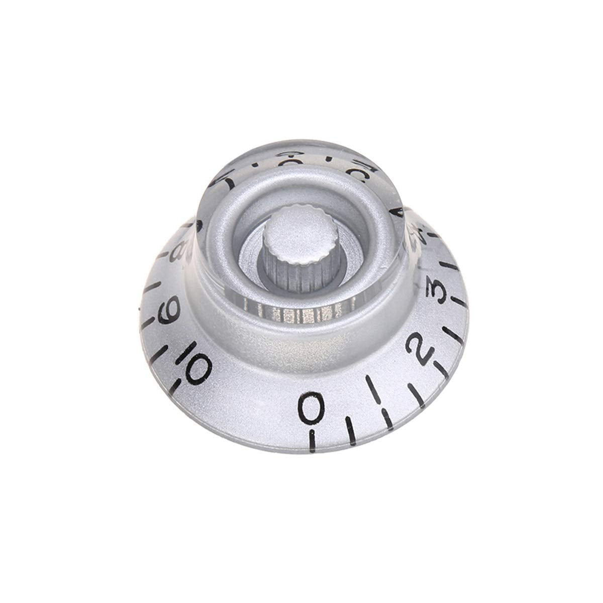 Musiclily Pro Metric Size 18 Splines Guitar Bell Top Hat Knobs for Epiphone Les Paul SG Style, Silver (Set of 4)