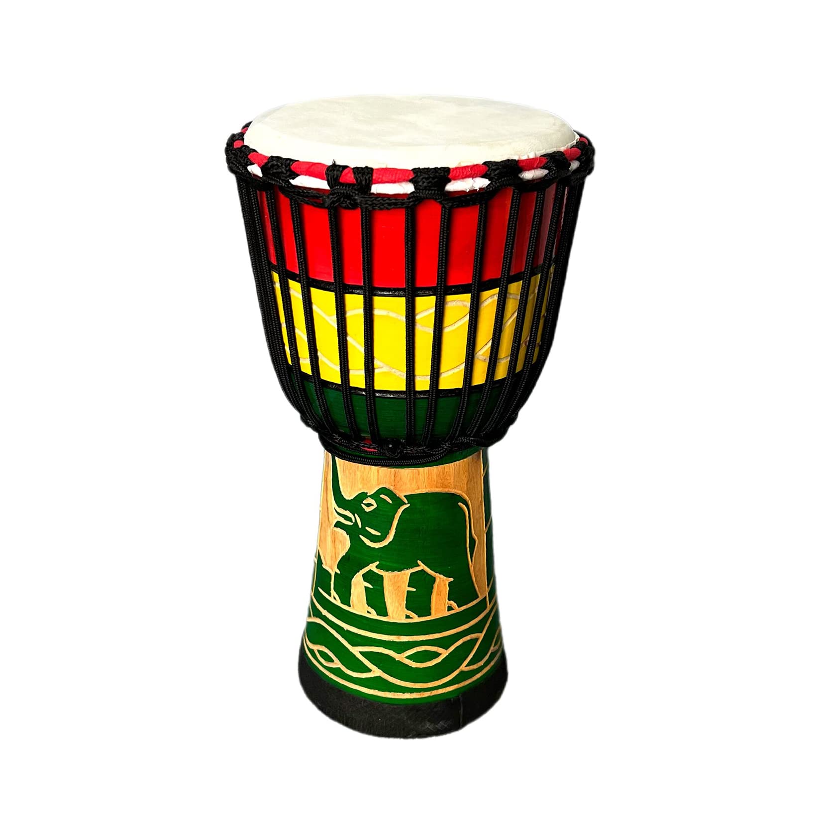 Balstd Djembe Drum Professionally Hand Carved, Goatskin Drum Head, From West African Style Tambourine, Bongo, Percussion (Green 