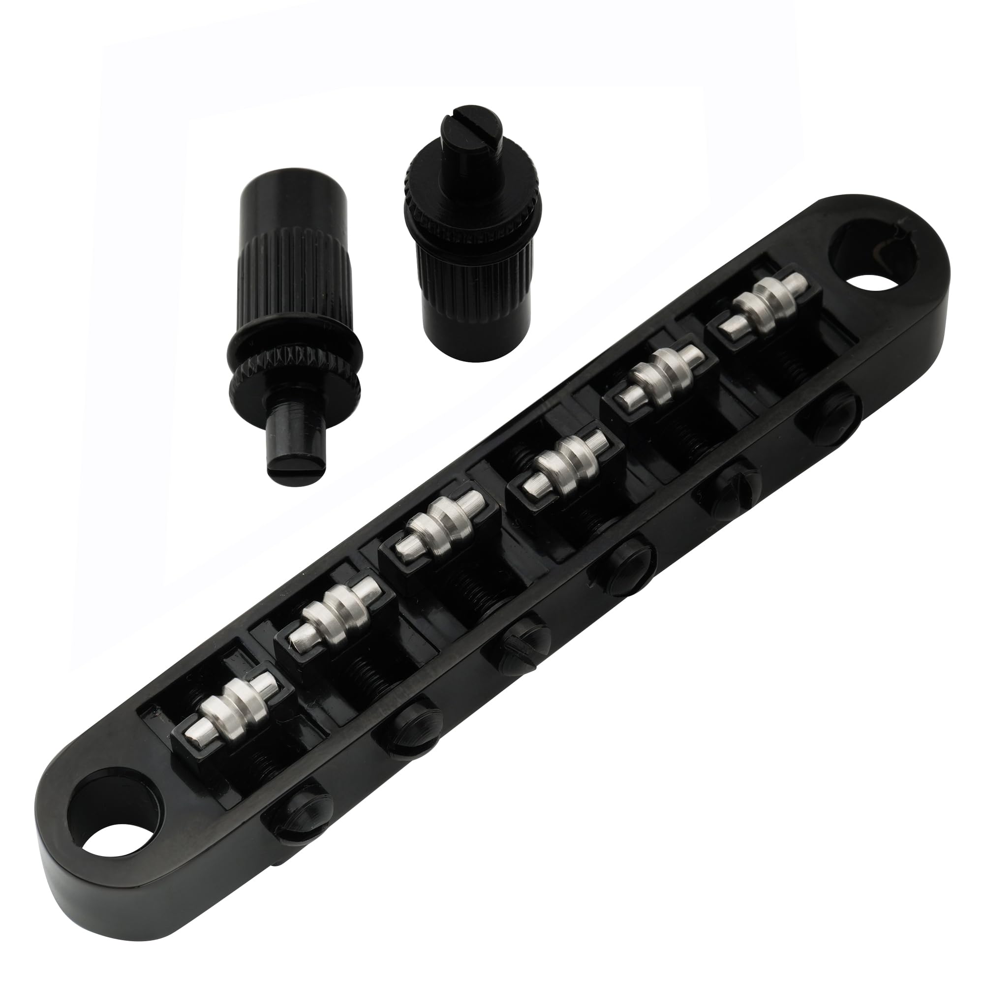Musiclily Pro 52mm Guitar Roller Saddle Bridge Tune-O-Matic Bridge with M8 Post for Les Paul LP SG Electric Guitar, Black
