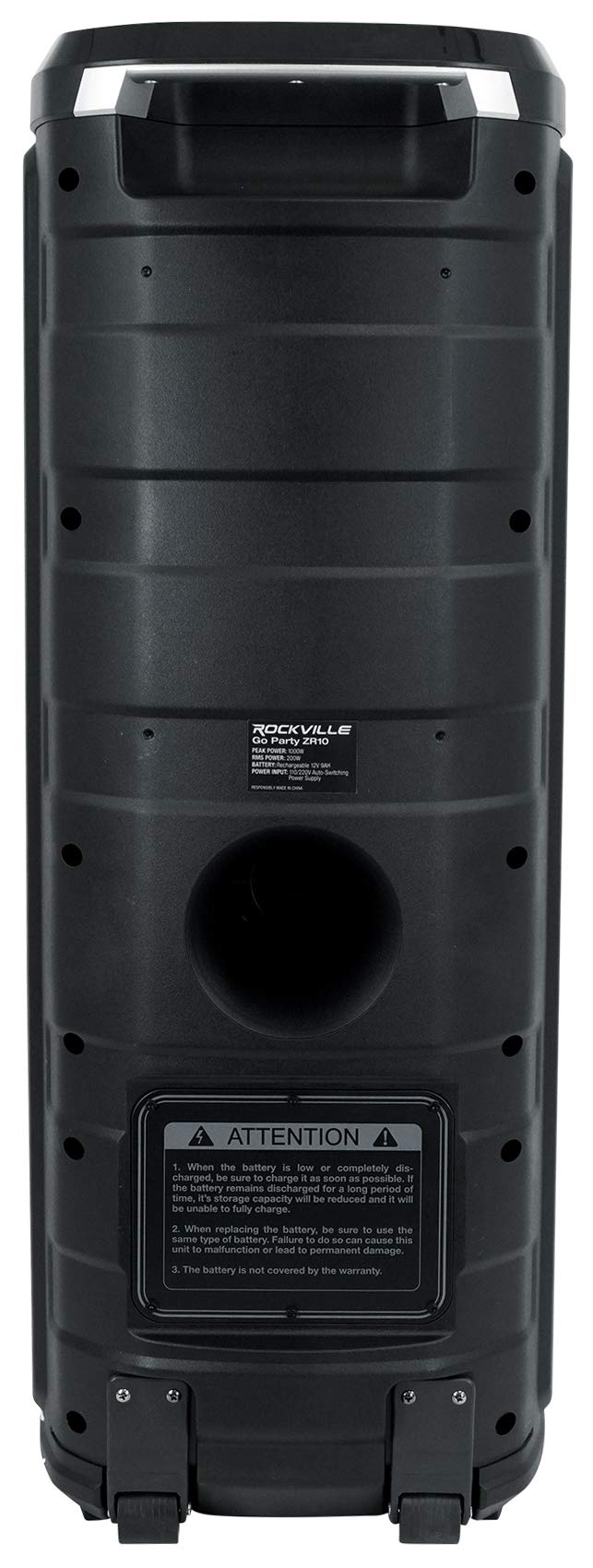 Rockville Go Party ZR10 Dual 10'' Portable Wireless LED Bluetooth Speaker+UHF Mic