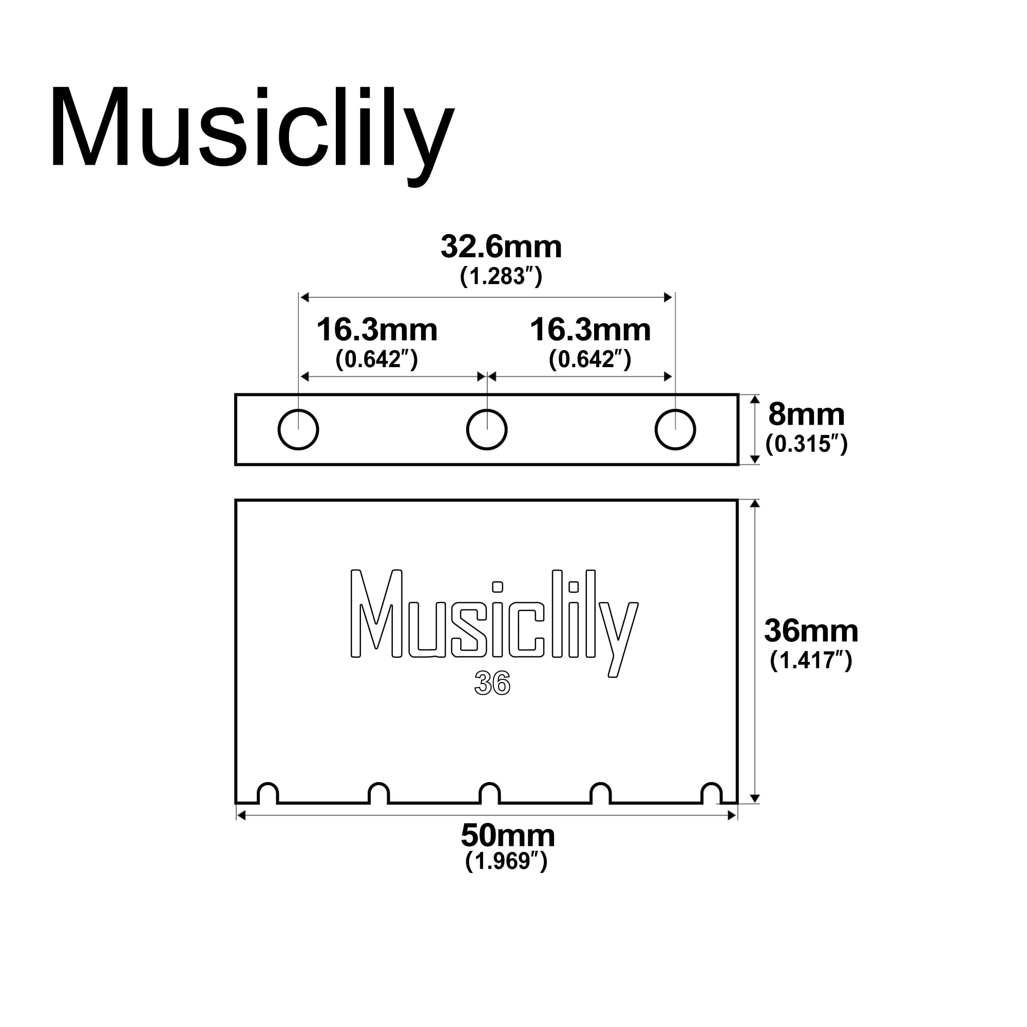 Musiclily Ultra Solid Brass Tremolo Block for Gotoh GE1996T Floyd Rose Style Locking Tremolo Bridge Electric Guitar, 36mm Tall
