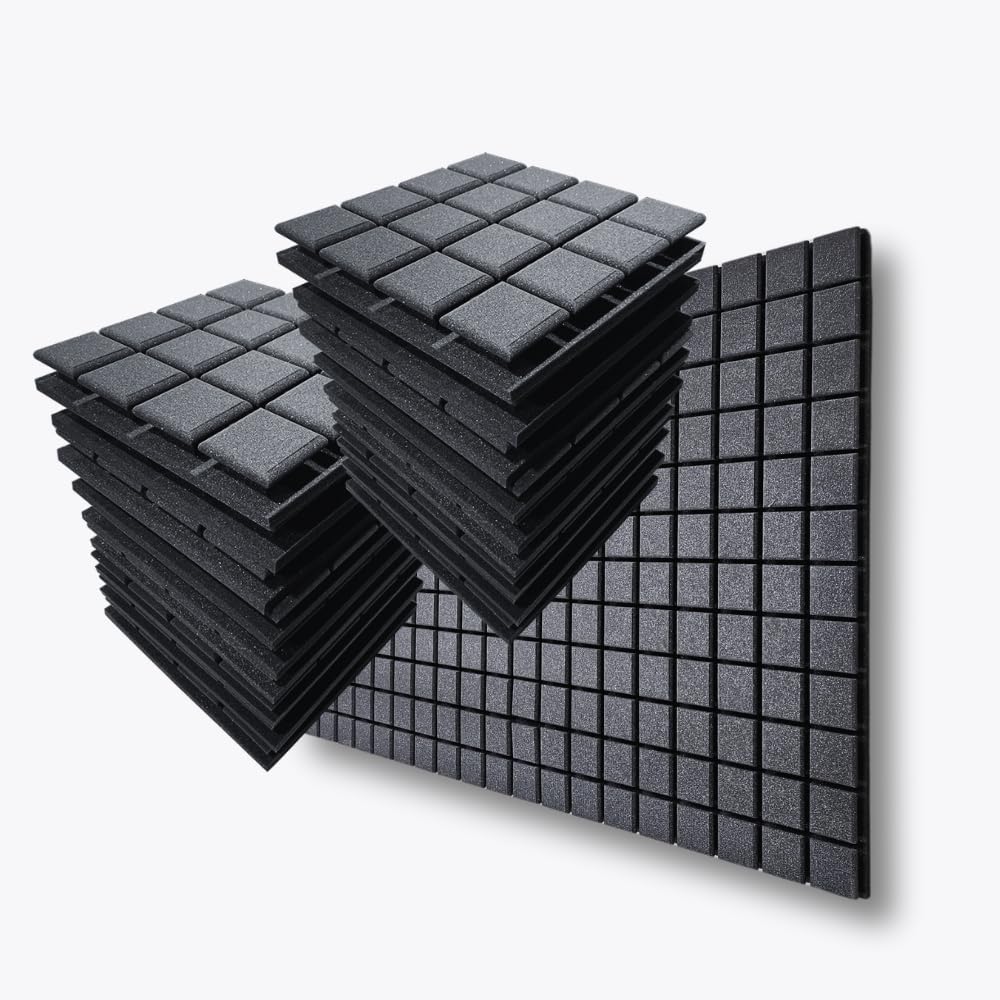 MMT Acoustix 54 Pc Turbo Acoustic Foam, Level X Sound Recording, Soundproofing Noise Reduction Acoustic Panels | 1x1Ft 2 Thick, 