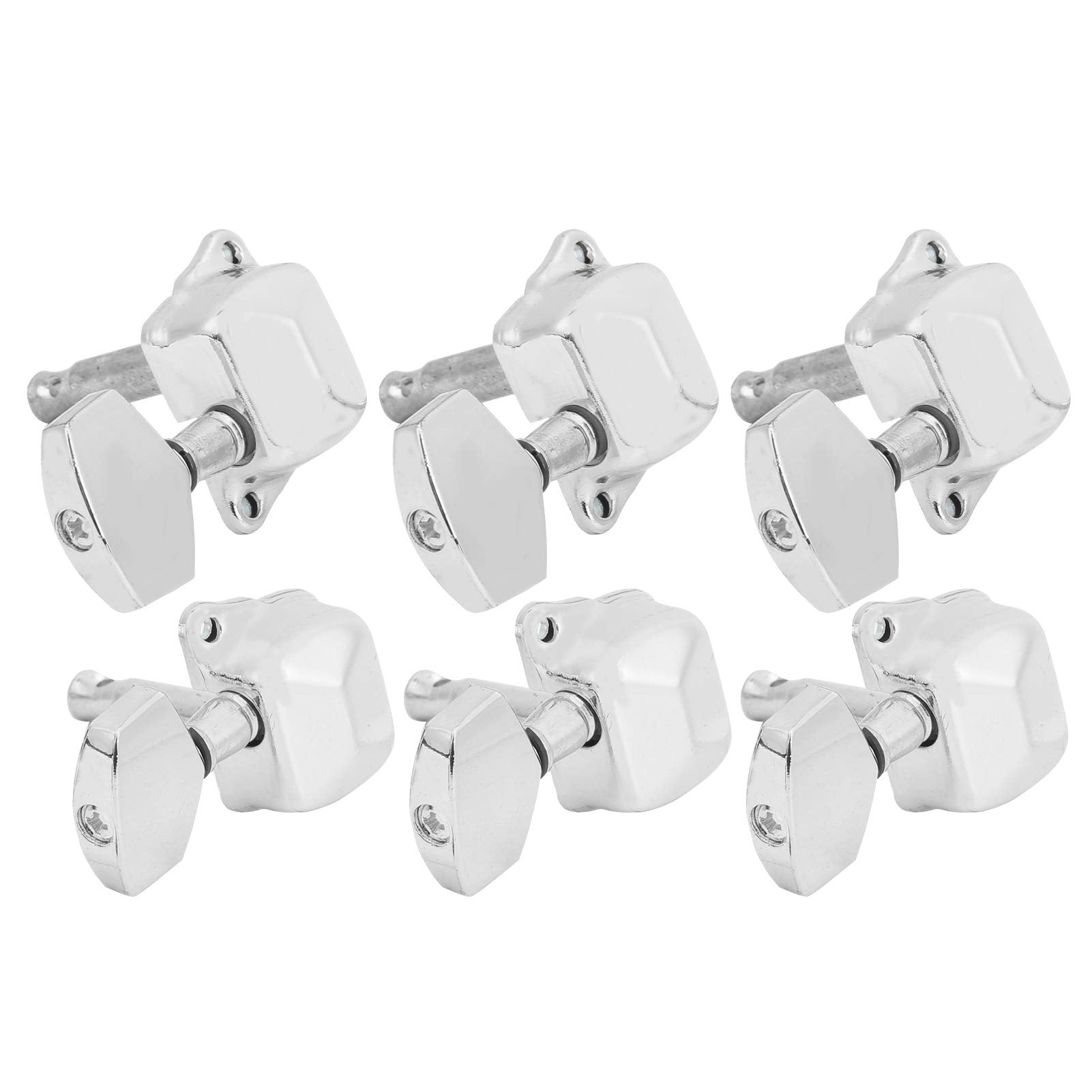 3 Left 3 Right Acoustic Guitar SemiClosed String Tuning Pegs Tuning Keys Machine Heads for Acoustic Guitar(Silver)