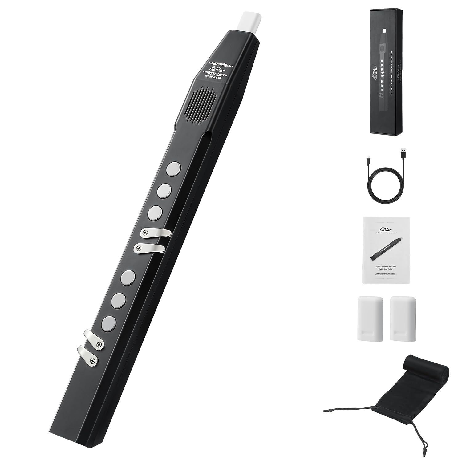 Eastar Digital Woodwind Electric Saxophone for Beginners, 27 Tones, Silent Practice, Hi-Fi Speaker, Adjustable Airflow, Reverb E
