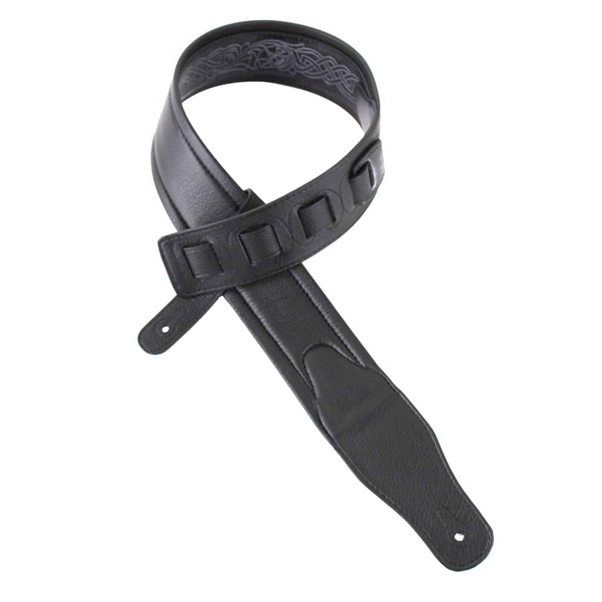 Walker & Williams GB-182 Handmade Cobalt Black Brushed Padded Guitar Strap With Celtic Braid Design For Acoustic, Electric, And