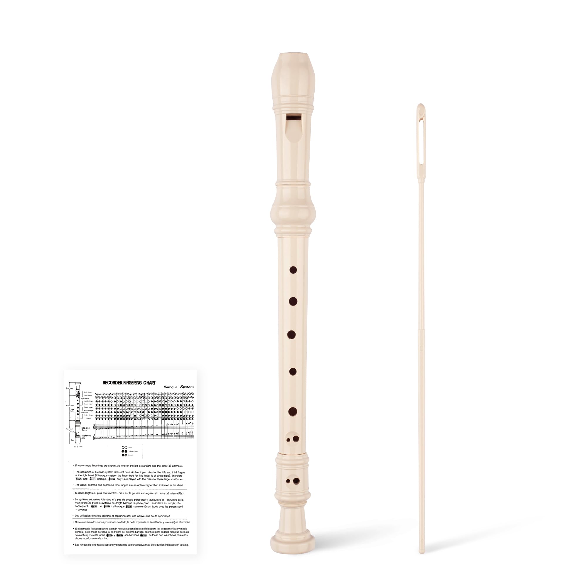 YONTY 8-Hole Soprano Descant Recorder Baroque Style Kids Music Flute with Cleaning Rod & Case Bag for School Student Home Entert