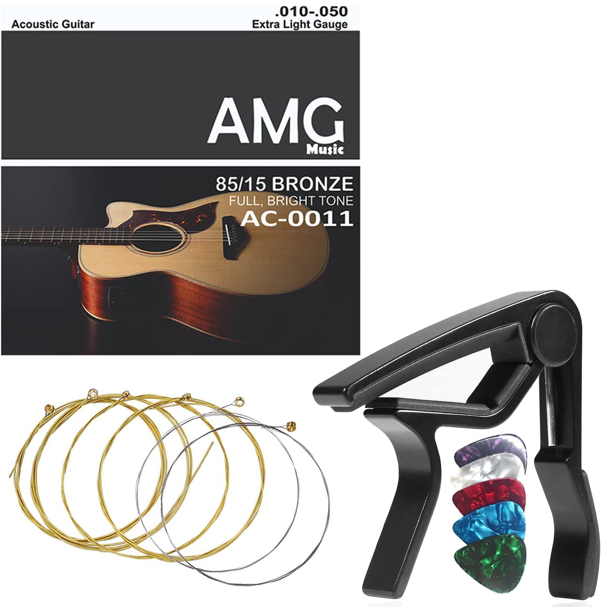 Device Of Urban Infotech Acoustic Guitar String With Metal Alloy Guitar Capo Set Of 6 Replacement Guitar Strings Stainless Steel