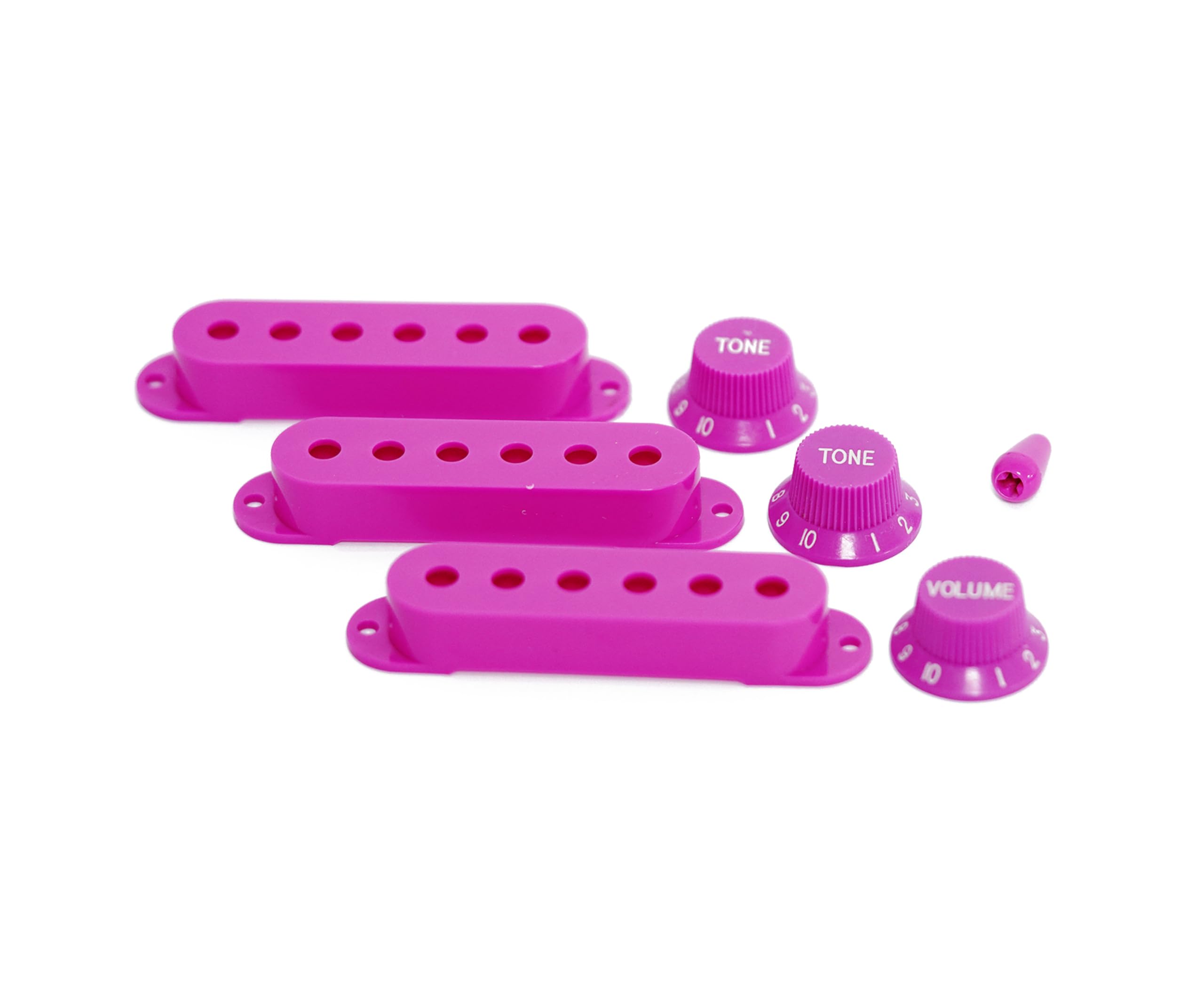 Guyker 3Pcs Plastic Guitars Single Coil Pickup Covers (52Mm Pole Spacing) & 1 Volume 2 Tone 1V2T Switch Knobs & Switch Tip Cap P