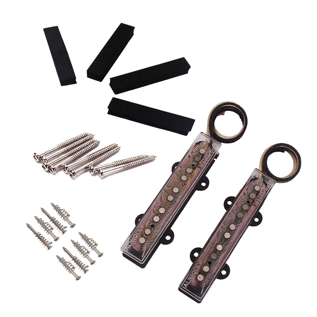 Alnicov 2 Pcs Bass Pickup Humbucker Pickup Set, Open Bridge Pickup For 5 String Jazz Bass Jb Electric Bass Guitar