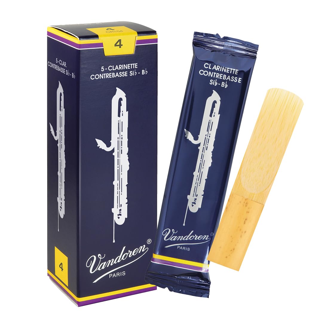 Vandoren CR154 Contrabass Clarinet Traditional Reeds Strength 4; Box of 5