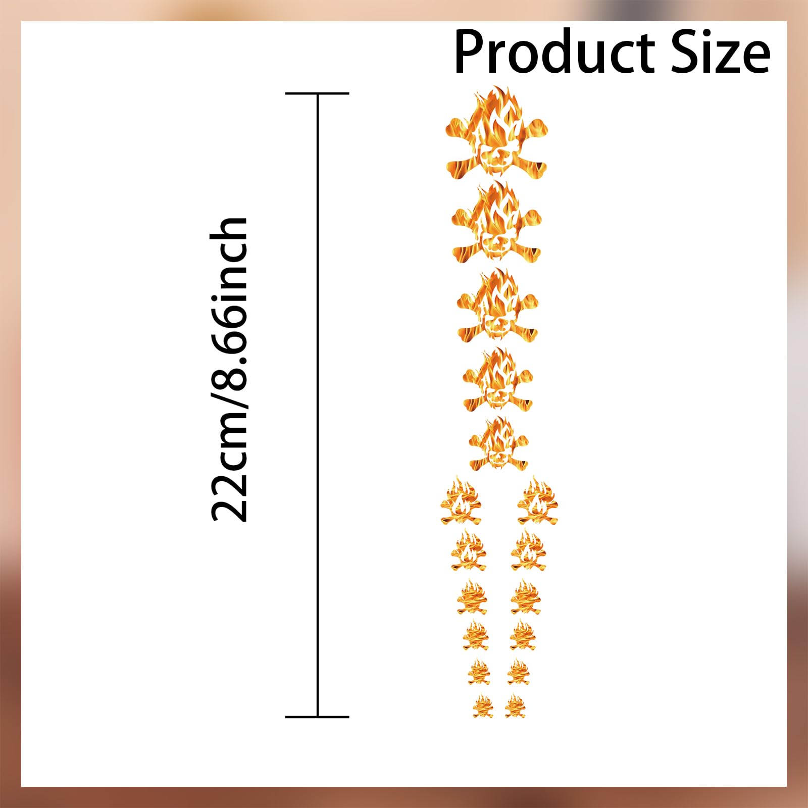 PLIGREAT 2 Pack Flame Skulls Guitar Fret Markers - Fretboard Stickers, Headstock Decal, DIY Guitar Decor Gifts for Guitarist & B