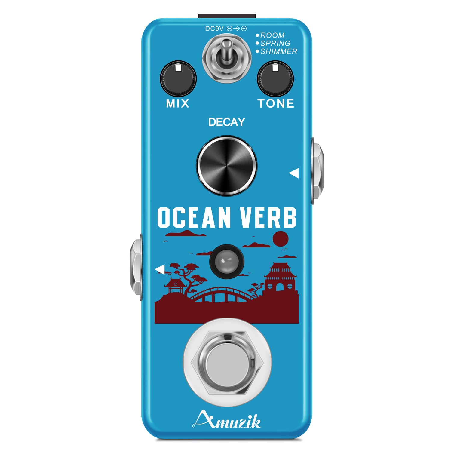 Amuzik Reverb Guitar Pedal Digital Ocean Verb Electric Guitar Pedals For 3 Reverb Modes With True Bypass
