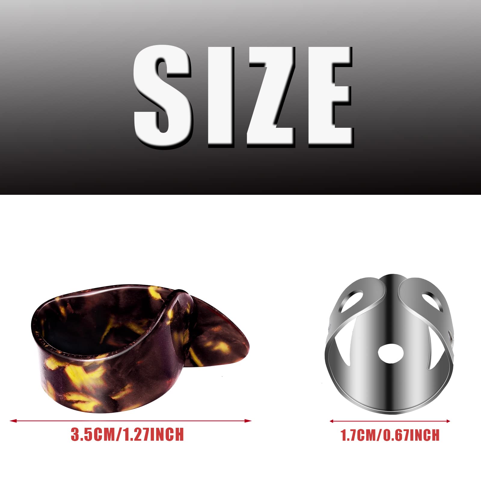 Shappy 12 Pcs Steel Finger Picks Set, Including Stainless Steel Finger Picks and Thumb Picks, Metal Finger Picks Adjustable Bass