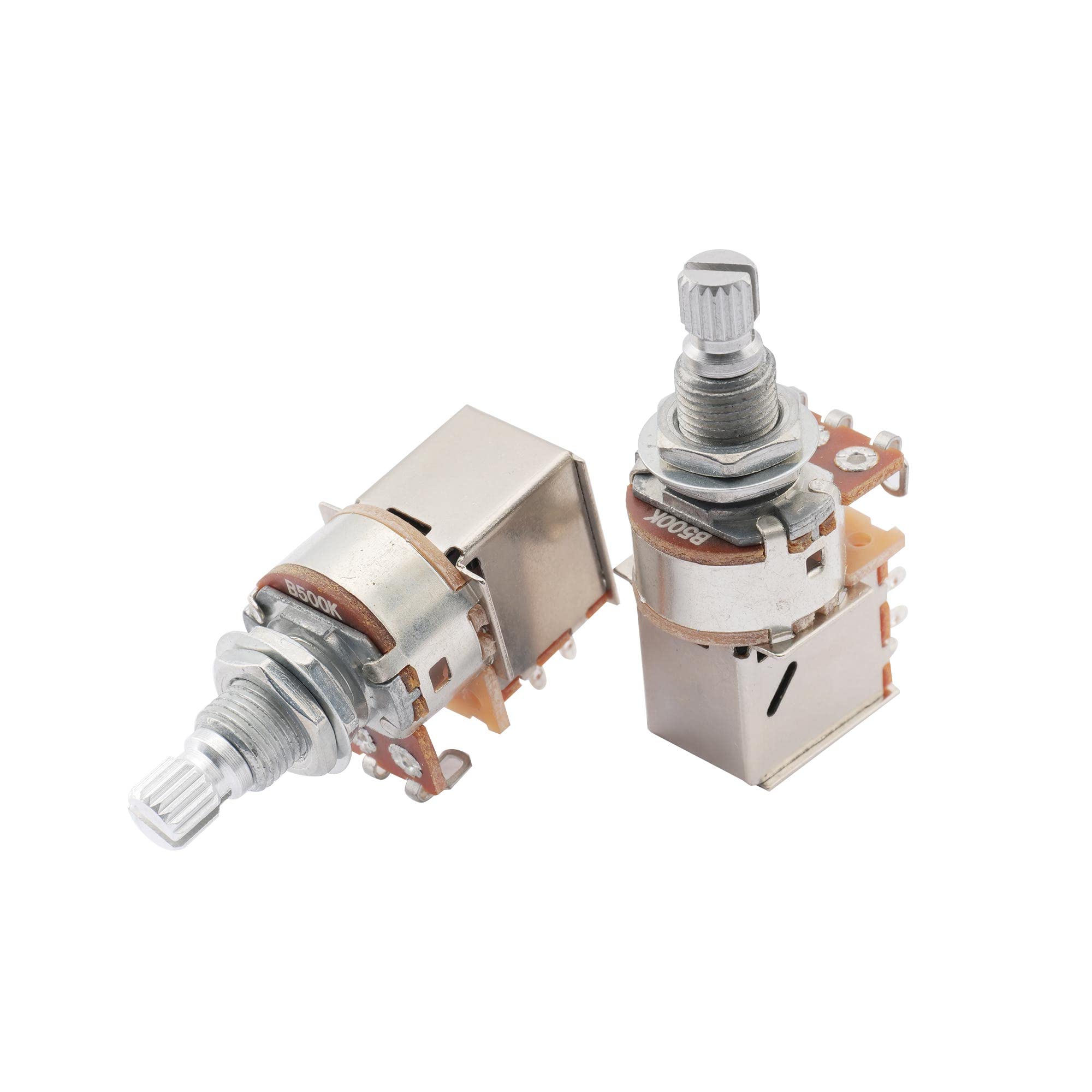 Musiclily Metric 18mm B500k Push Pull Guitar Pots Linear Taper Split Shaft Potentiometers for Electric Guitar or Bass(2 Pcs)